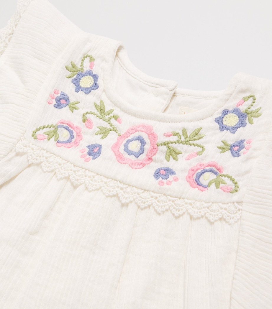 Louise Misha Cotton Embroidered Malya Blouse (6-24 Months) White Image 3