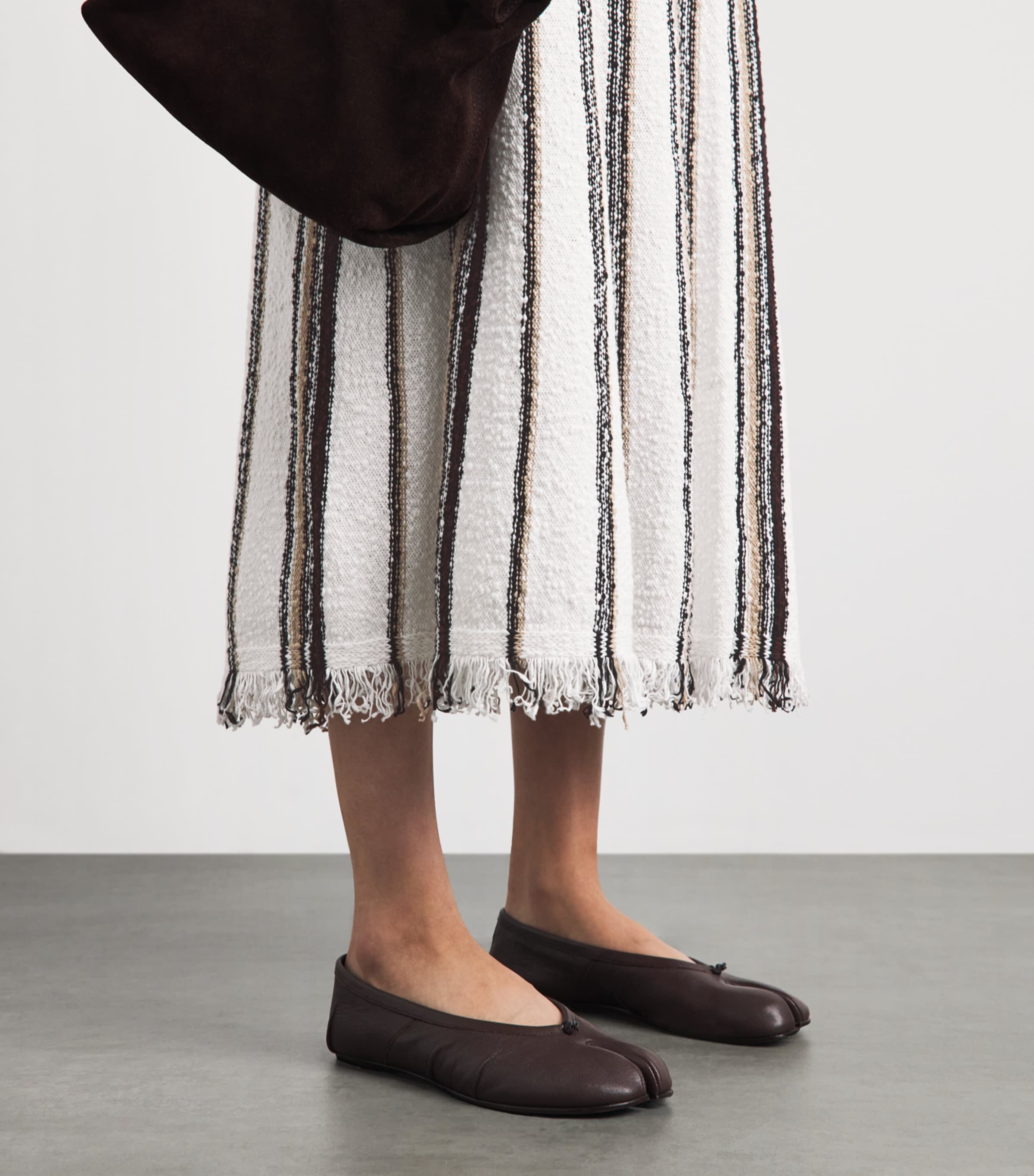 ME+EM Womens Stretch-Cotton Bouclé Maxi Skirt Cream Multi Image 3