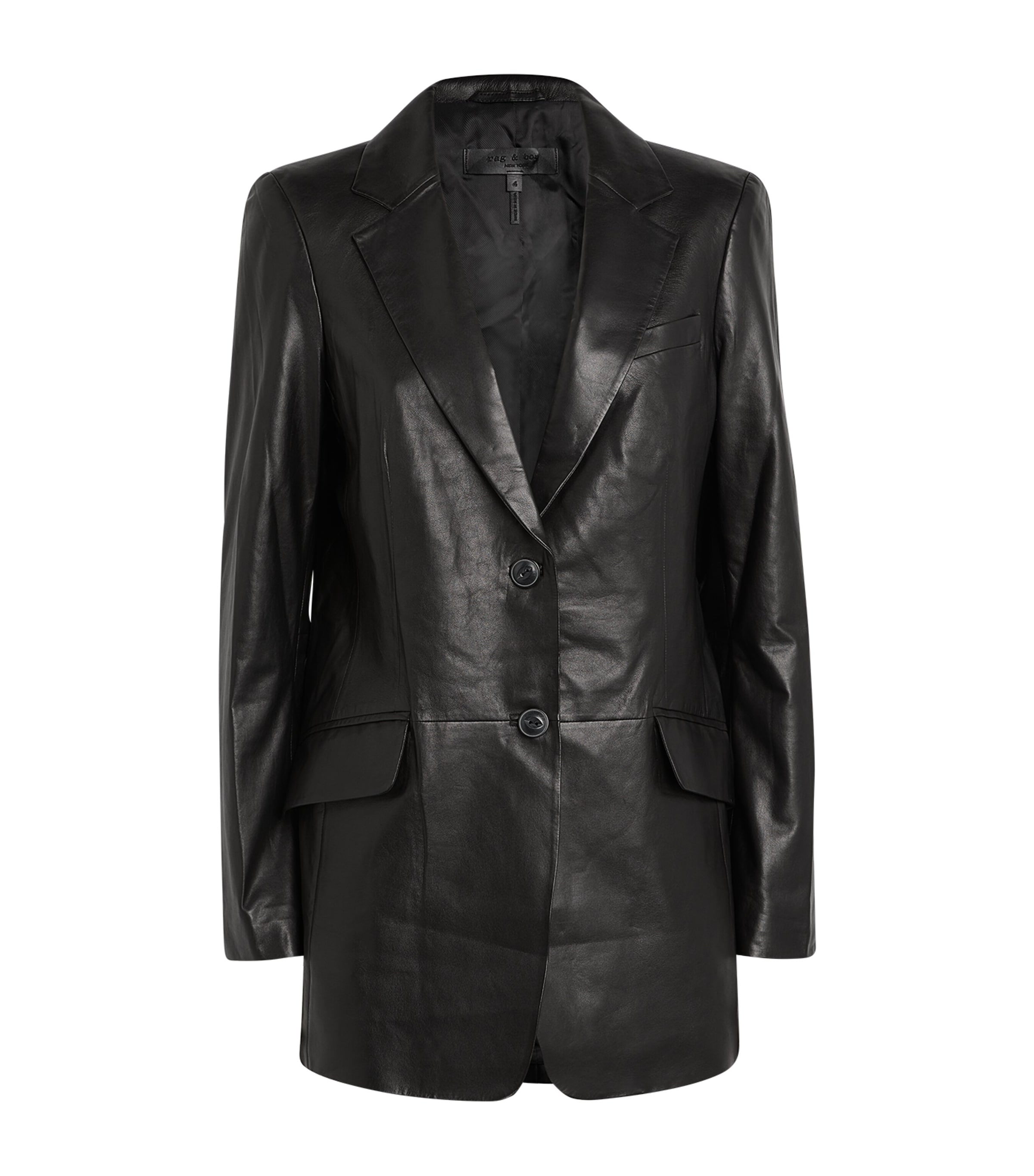 GOOD AMERICAN FAUX-LEATHER OVERSIZED BLAZER 