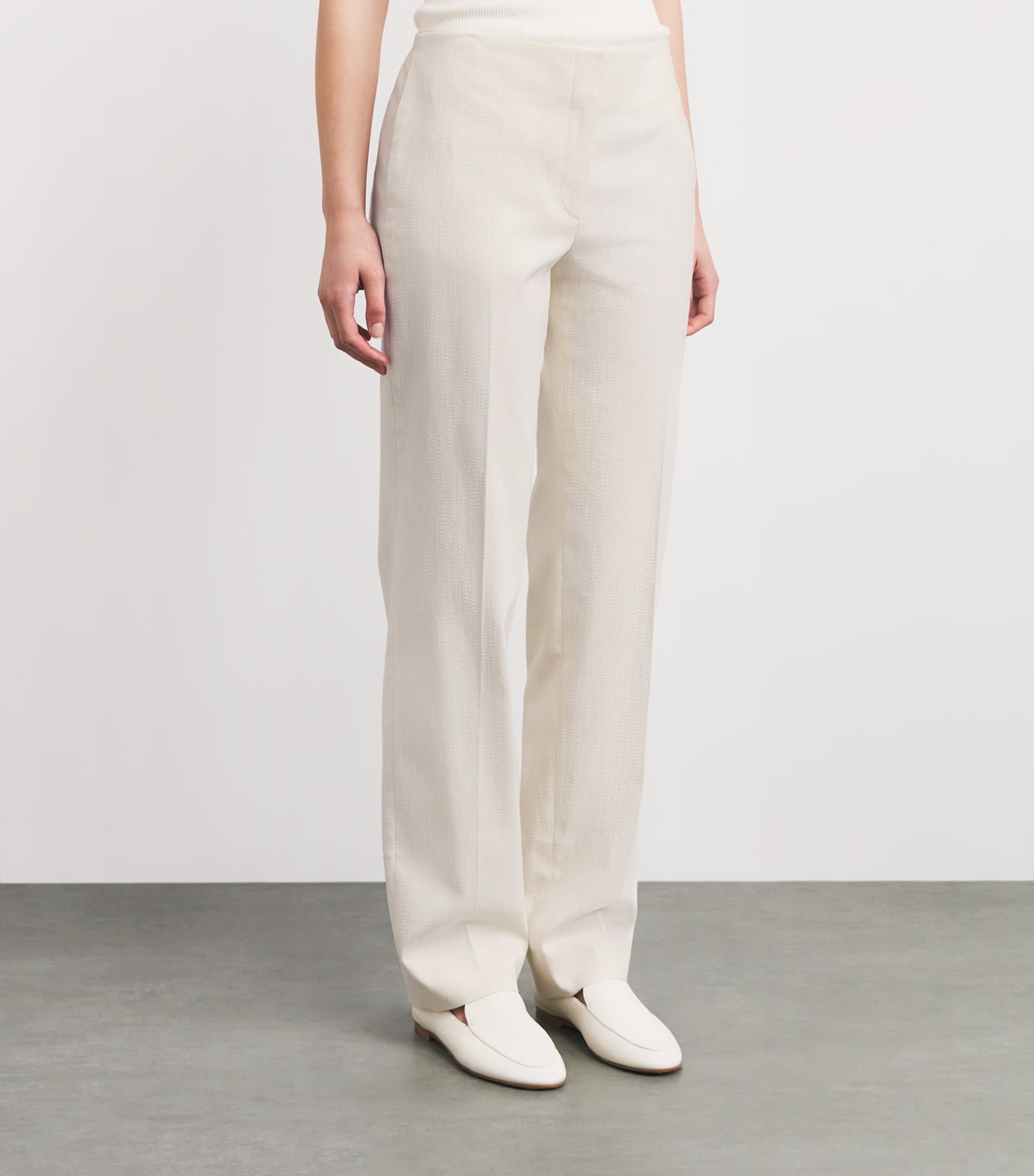Toteme Womens Basketweave Wide-Leg Trousers Ecru Image 4