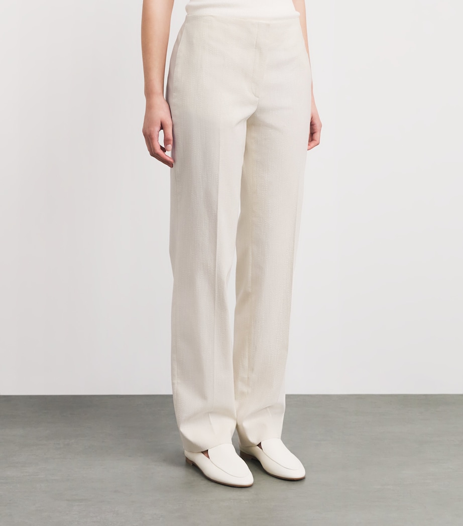 Toteme Womens Basketweave Wide-Leg Trousers Ecru Image 4