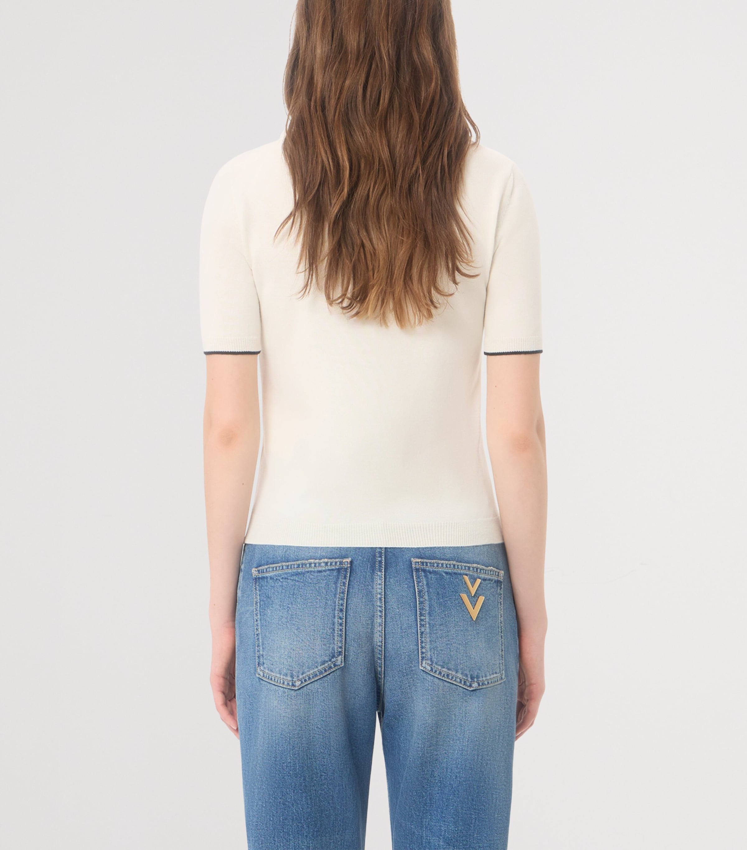 Valentino Womens Virgin Wool Short-Sleeve Sweater Image 5
