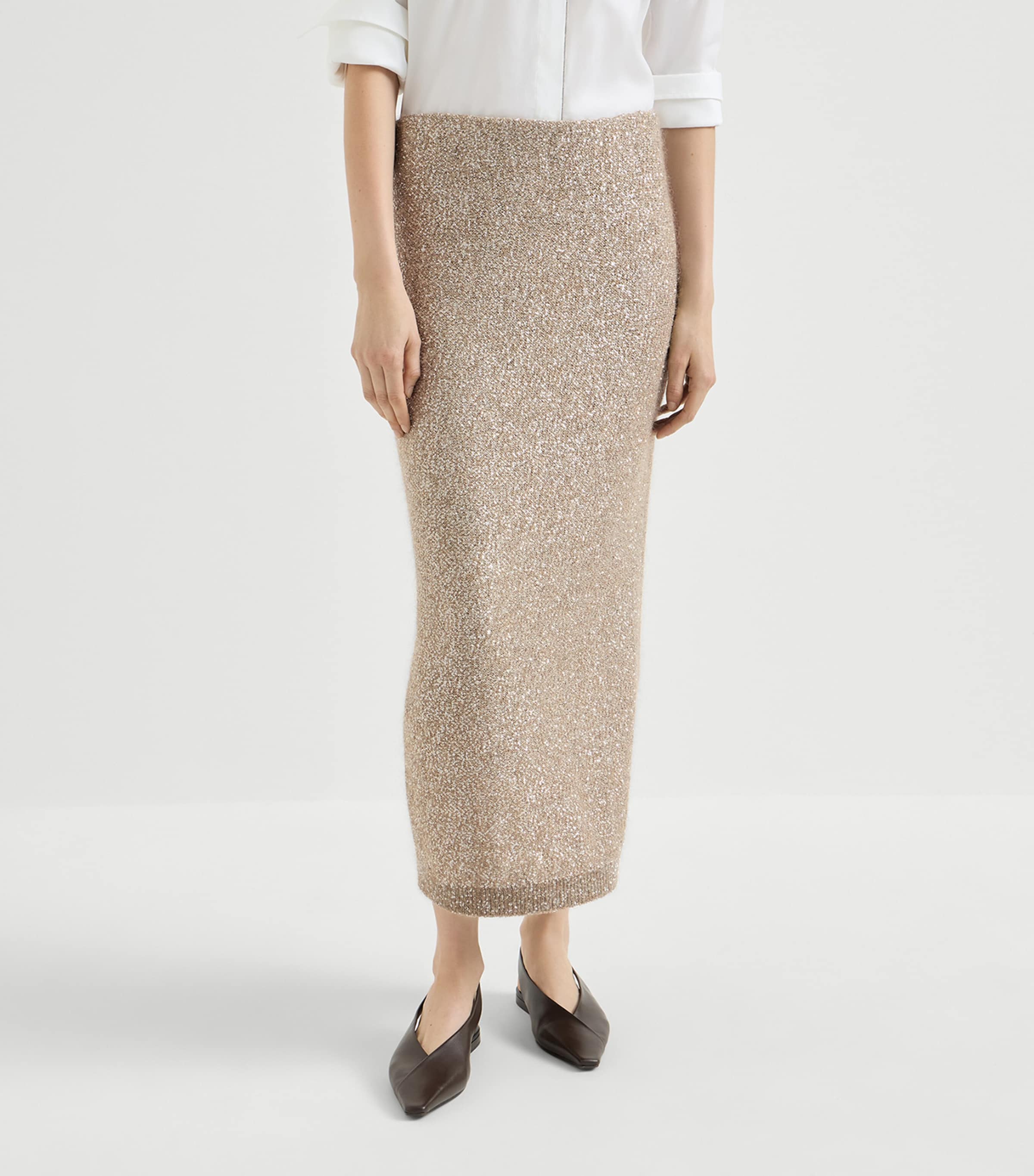 Brunello Cucinelli Womens Sequin Midi Skirt Image 2