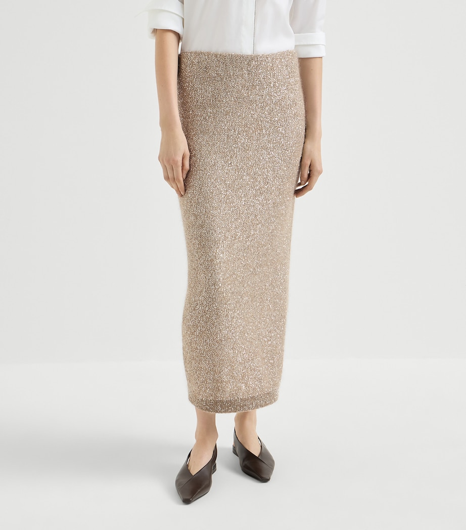 Brunello Cucinelli Womens Sequin Midi Skirt Image 2