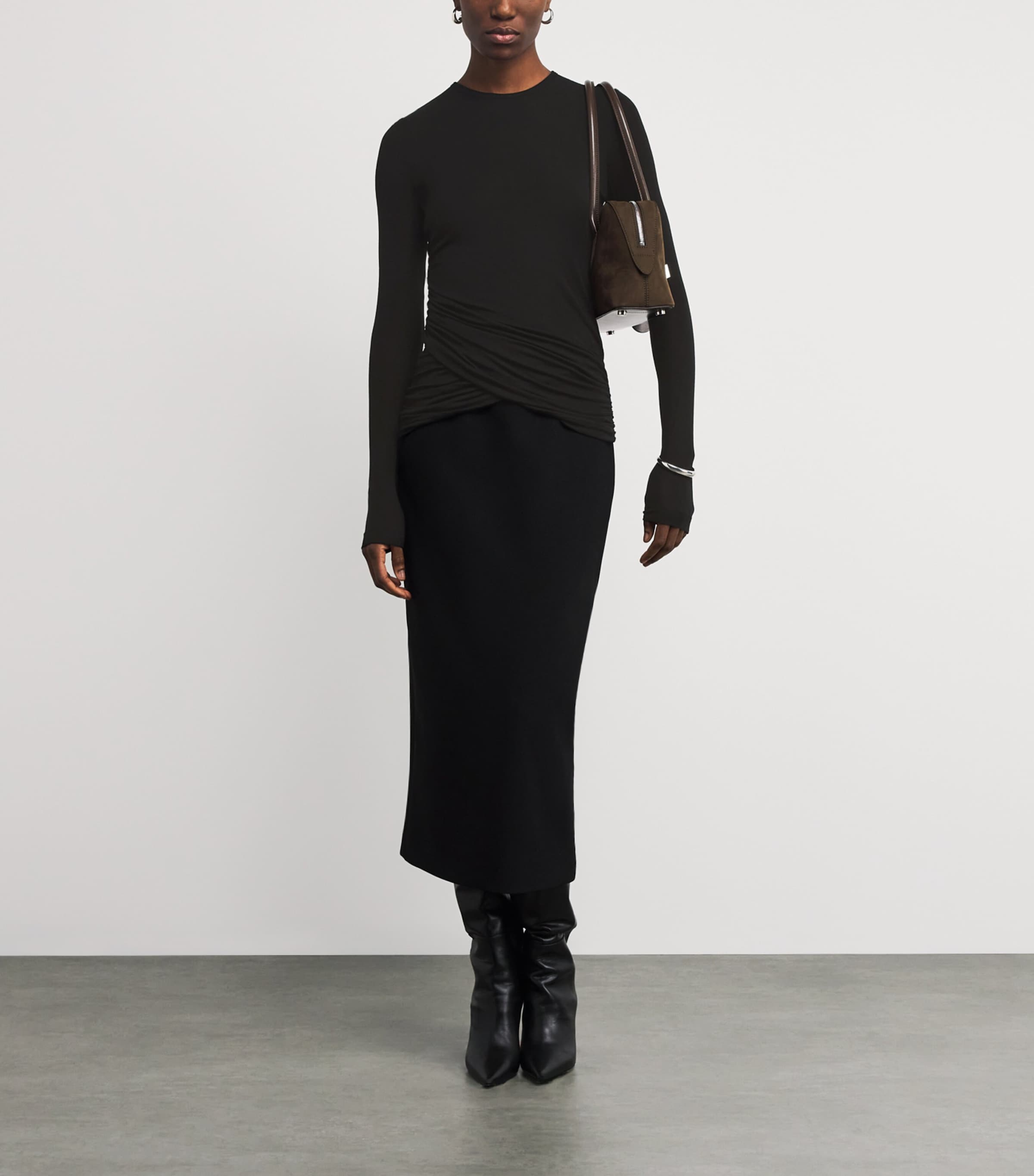 Gathered-Hem Eve T-Shirt BLK Image 2