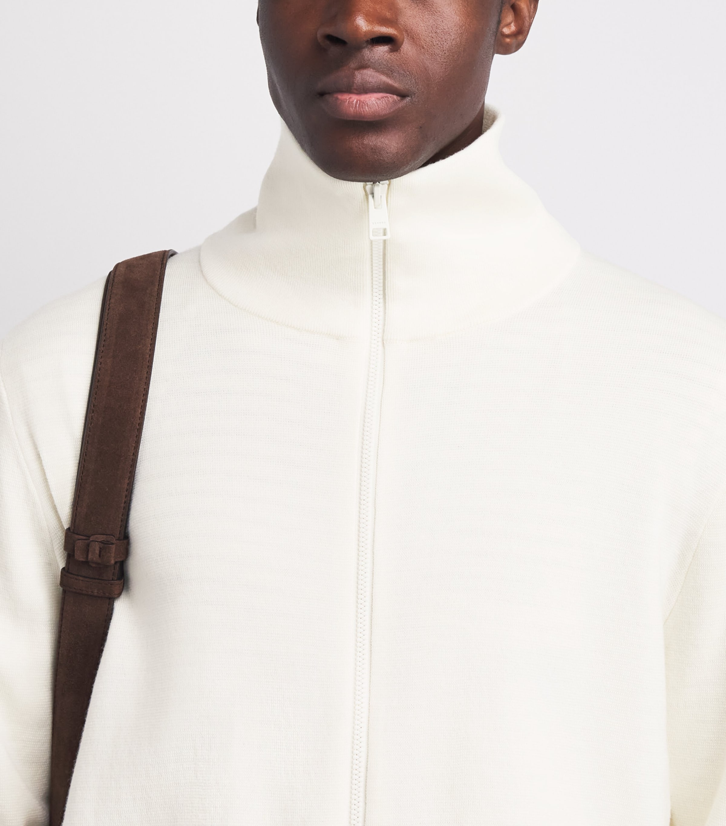 Sandro Paris Mens Wool Zip-Up Cardigan Butter Cream Image 3