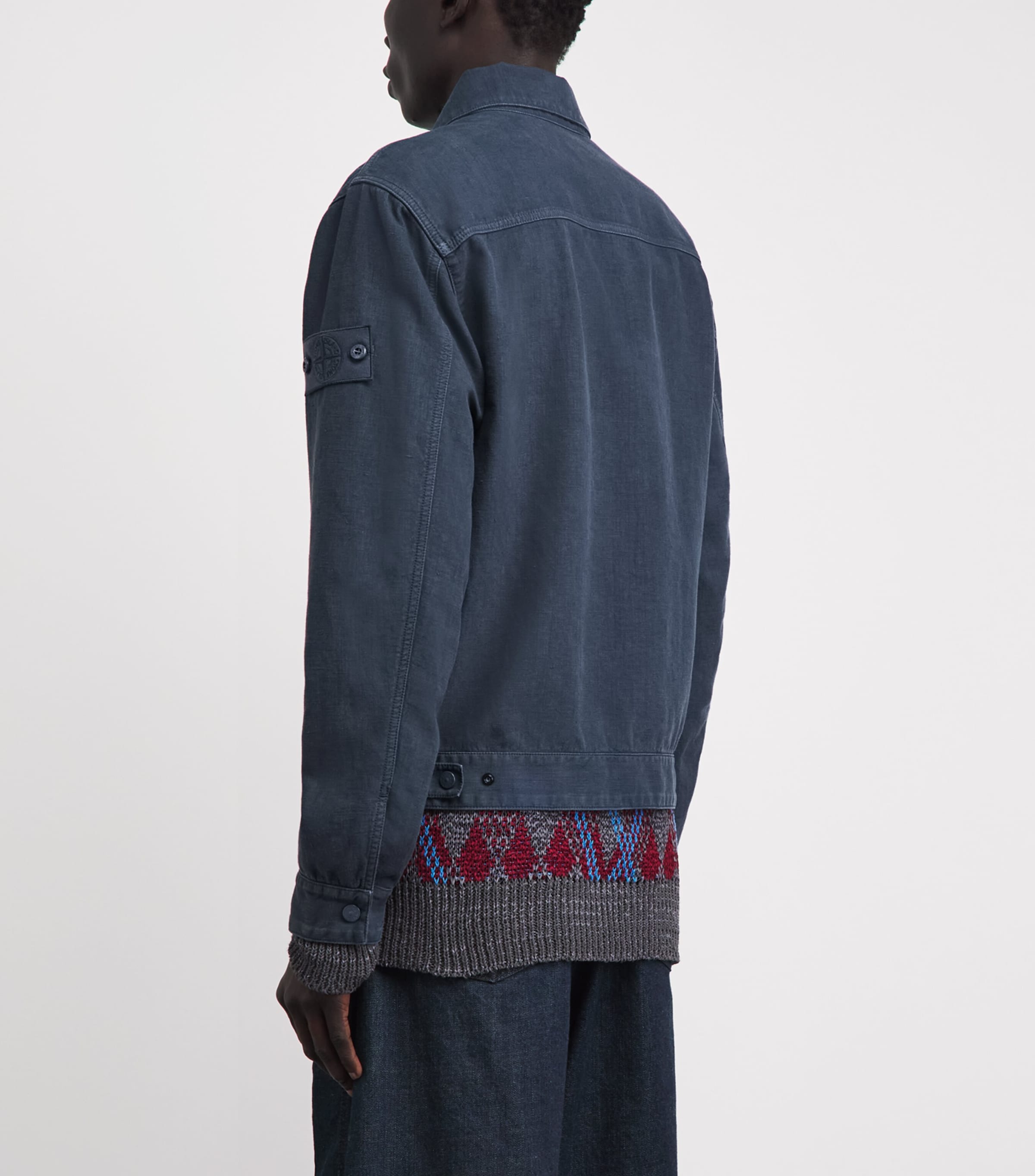 Stone Island Mens Linen-Blend Ghost Coach Jacket Image 5