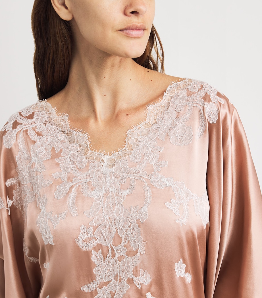 Silk Lace Tokoni Kaftan OLD ROSE/WHITE Image 6