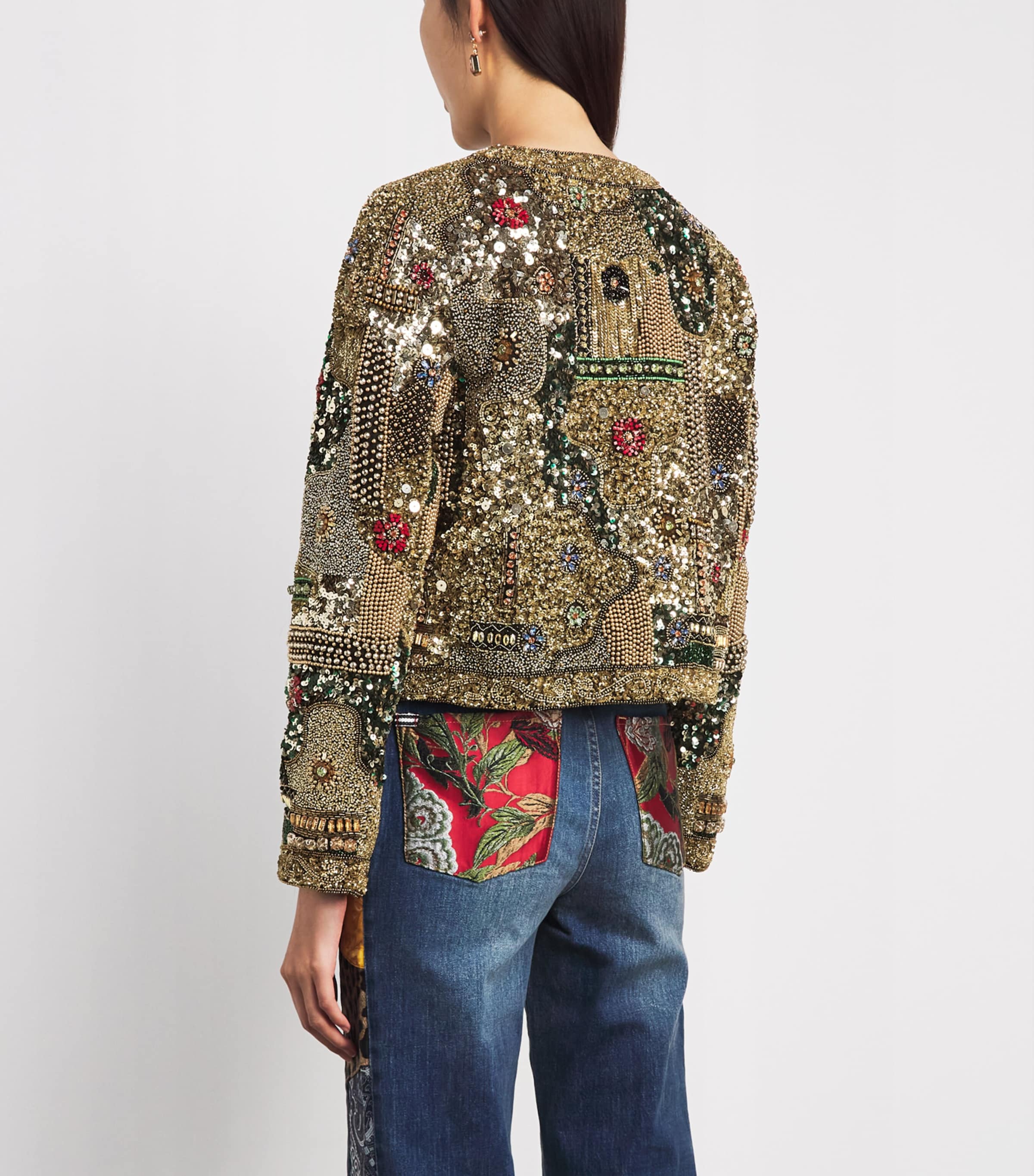 Alice+Olivia Womens Embellished Kidma Jacket Gold/multi Image 5