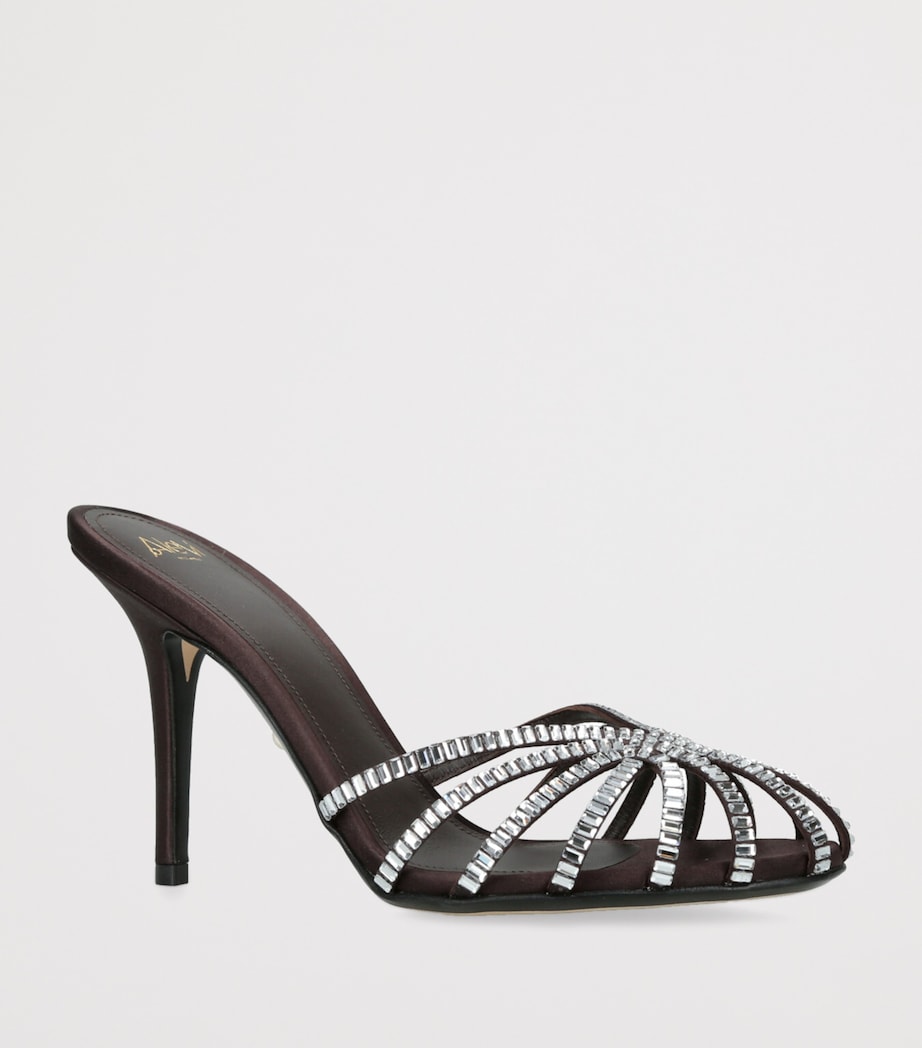 Alevì Satin Emily Xtal Heeled Sandals 95 Dark Brown Image 3