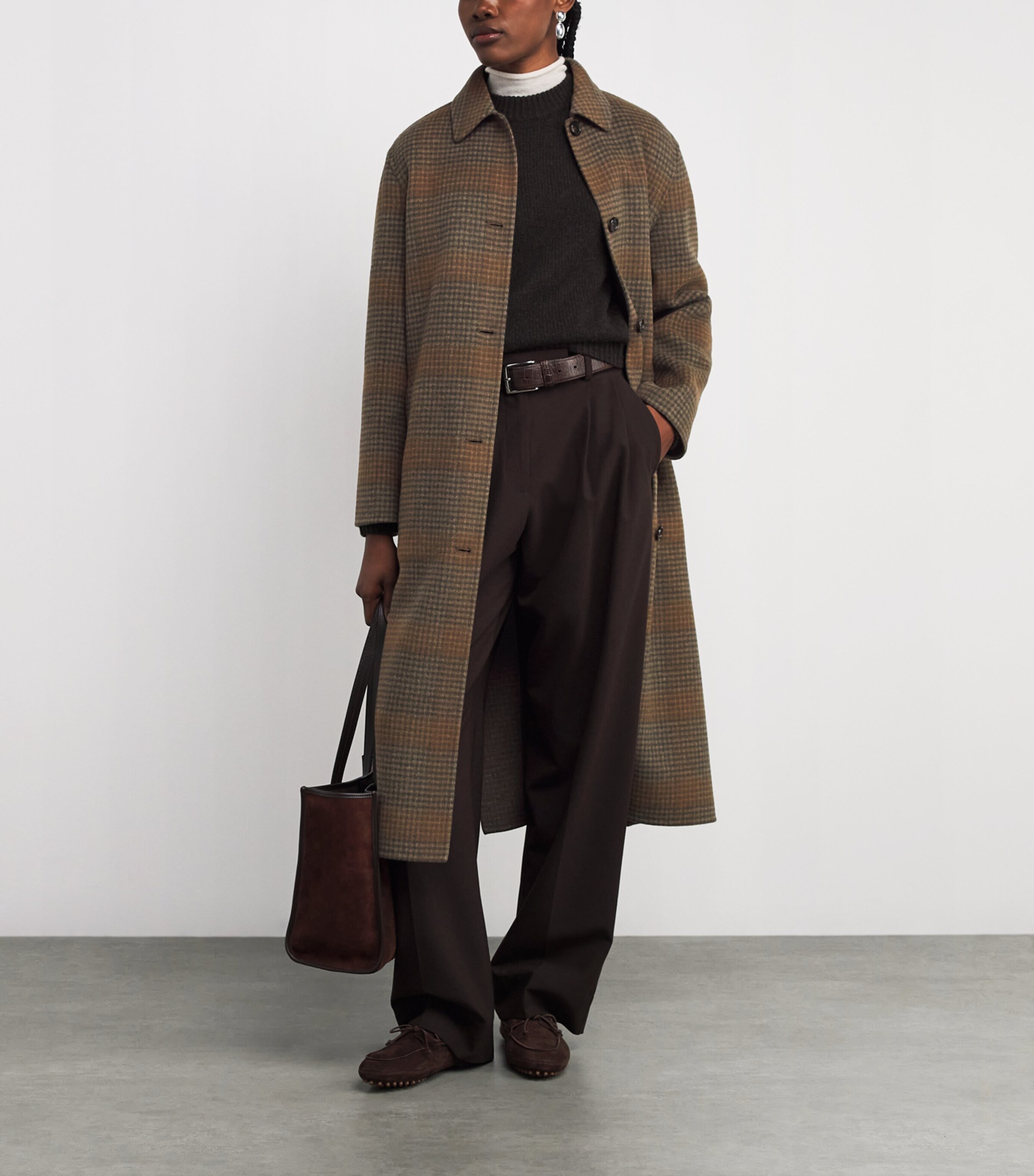 Theory Green Wool-Cashmere Check Overcoat | Harrods US