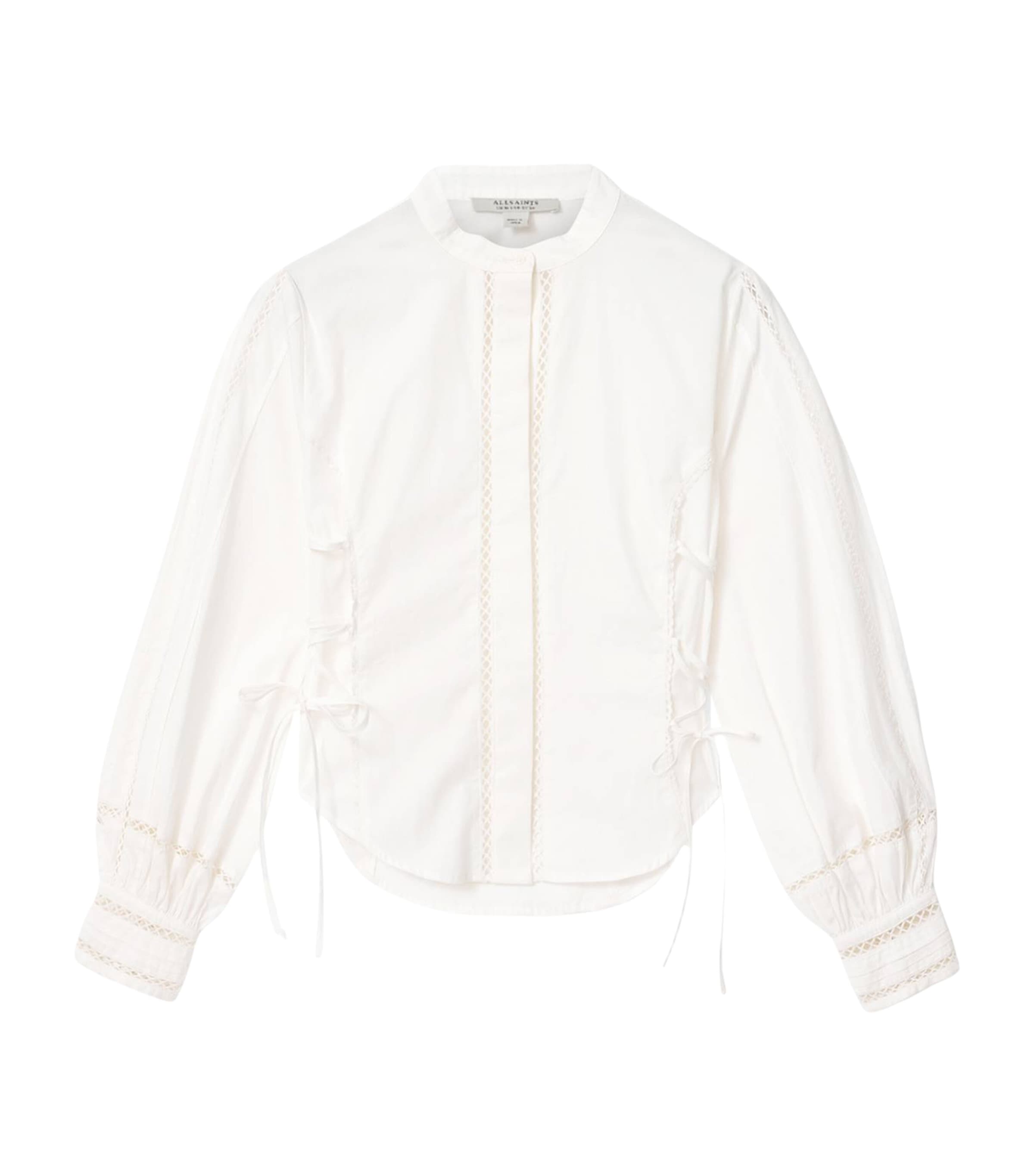 AllSaints Womens Organic Cotton Open-Work Frances Shirt Optic White Image 1
