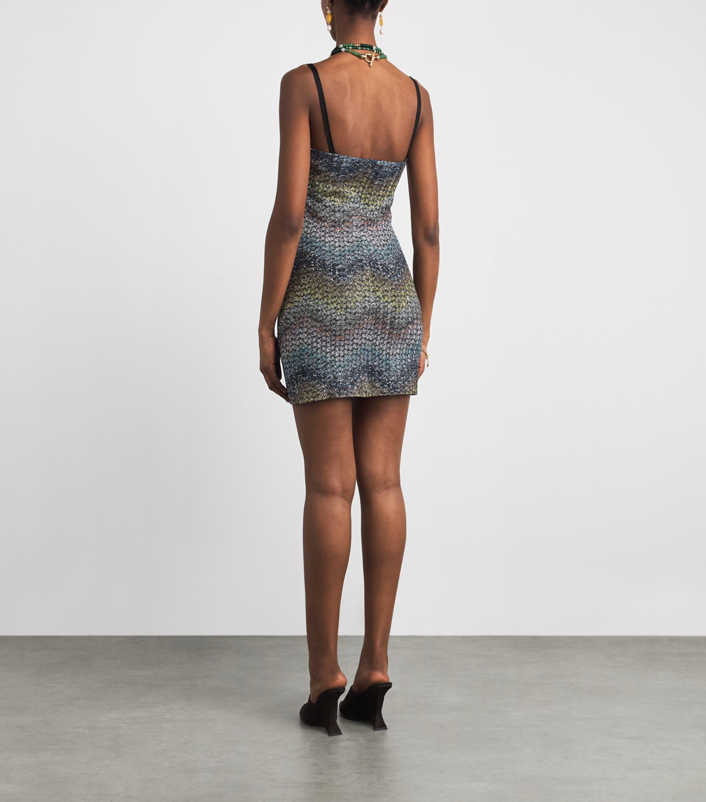 Missoni Womens Metallic Sleeveless Mini Dress Smsns Mlt Bl Ylw Vlt Image 4