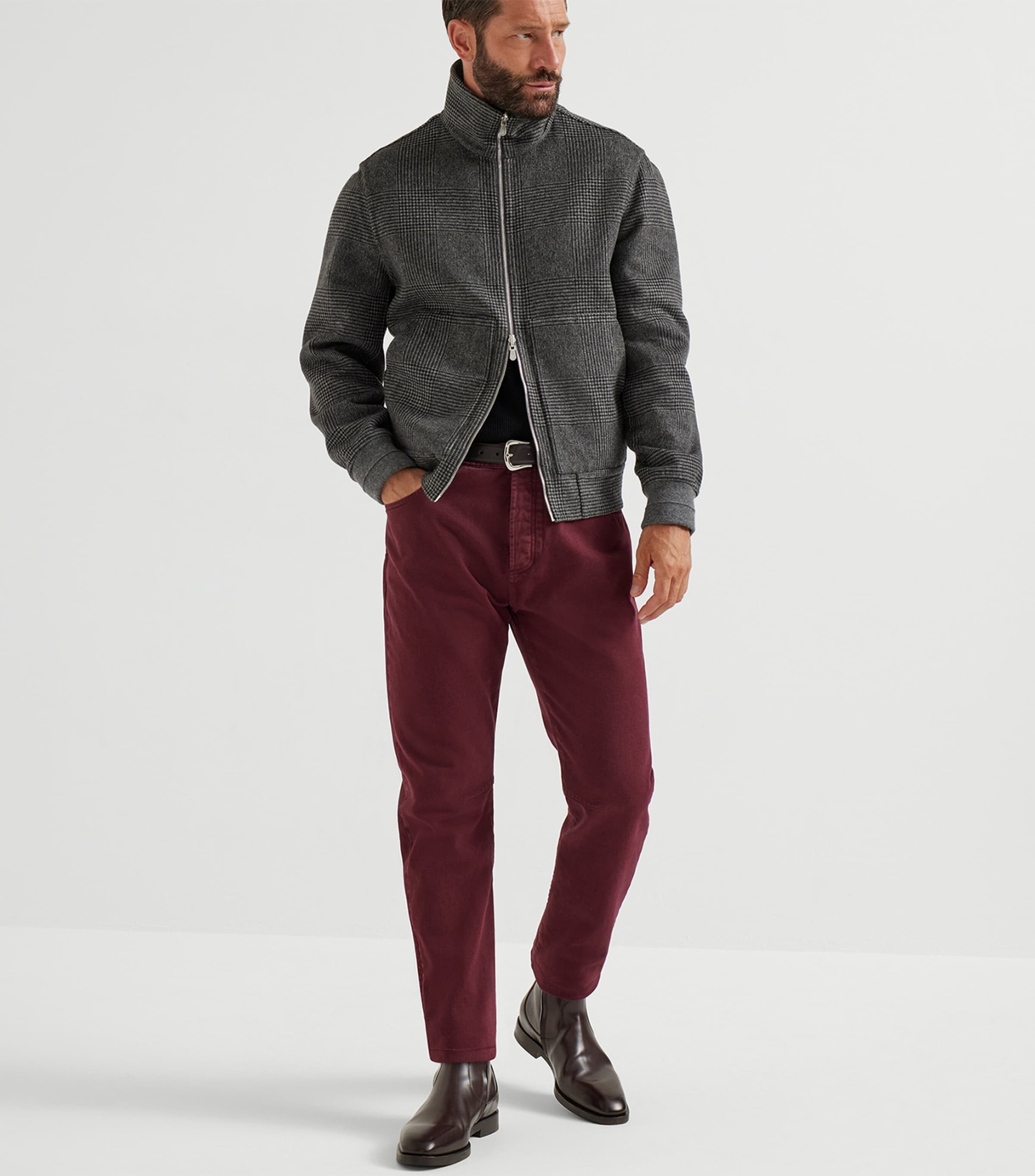 Cashmere Check BomberJacket CO820 Image 4