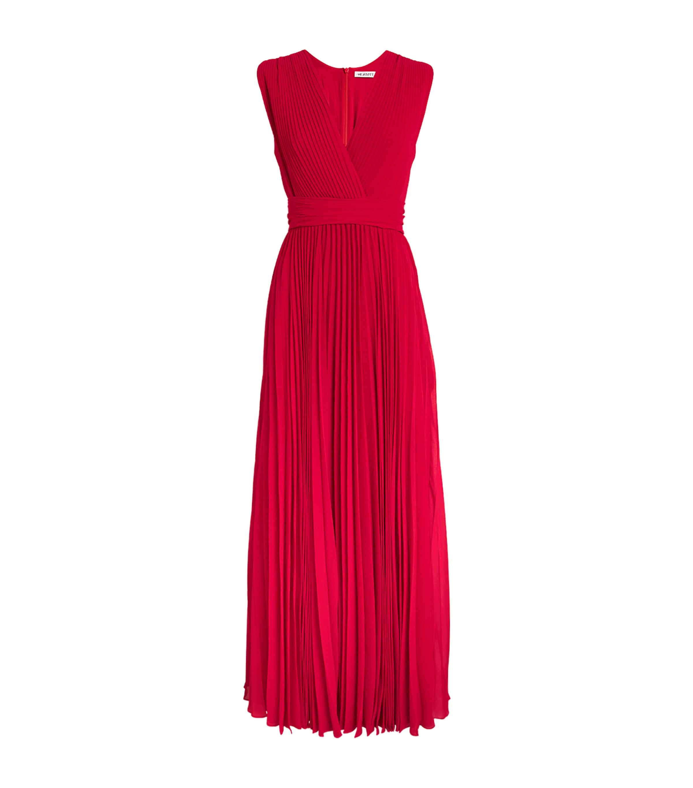 Shop E.stott Pleated Flora Maxi Dress In Red