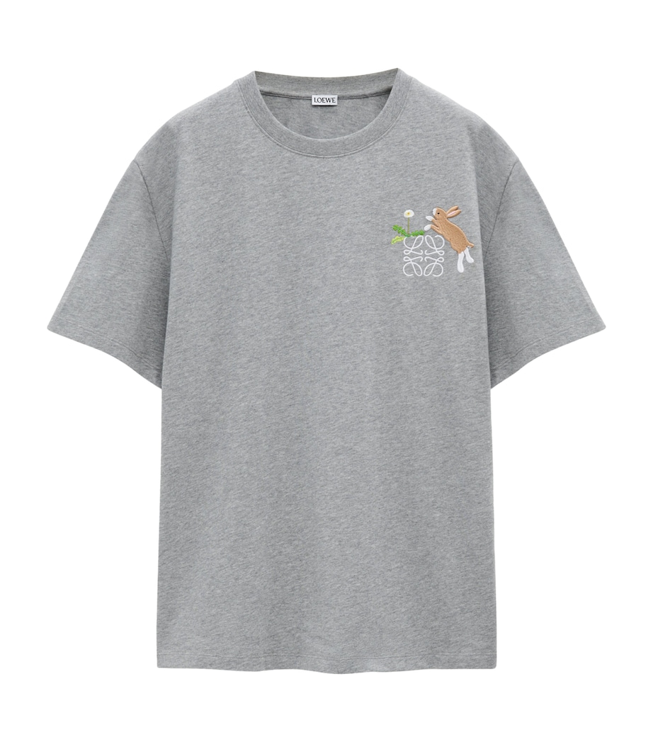 LOEWE Mens x Suna Fujita Bunny Logo T-Shirt Grey Melange Image 1