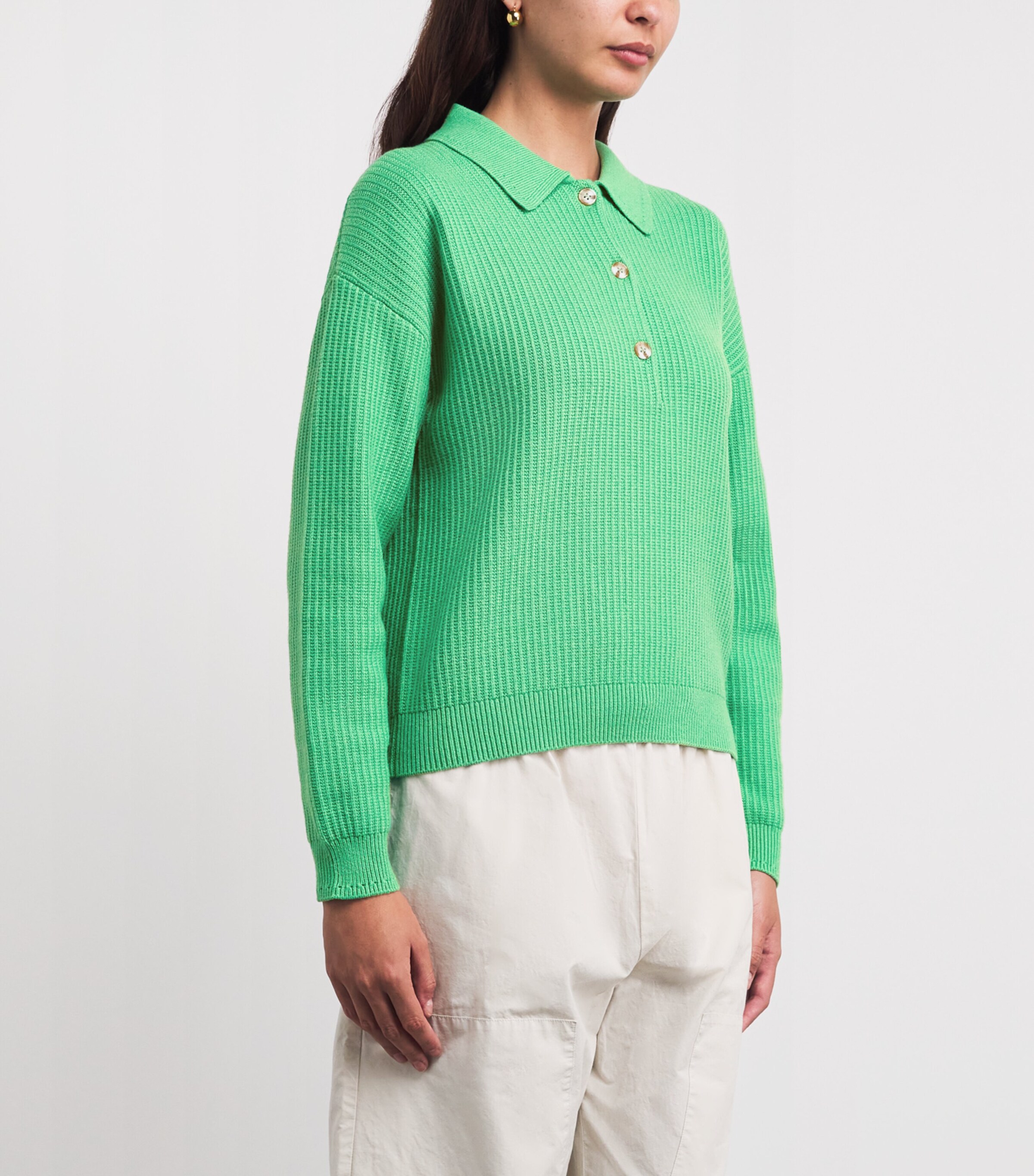 Varley Womens Knitted Marlie Polo Sweater Green Spruce Image 4