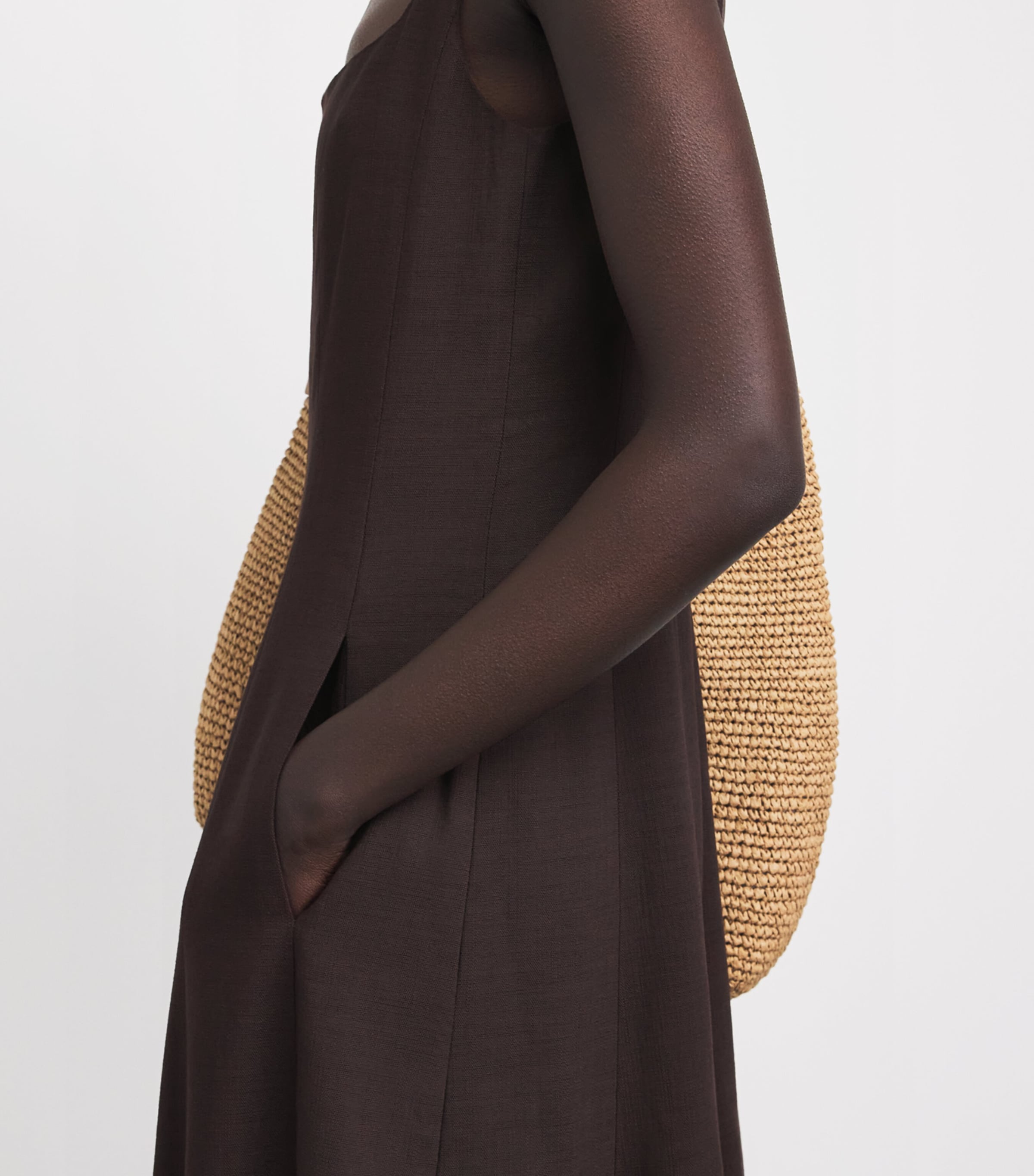 ME+EM Womens Contour Seamed Midi Dress Cocoa Brown Image 5