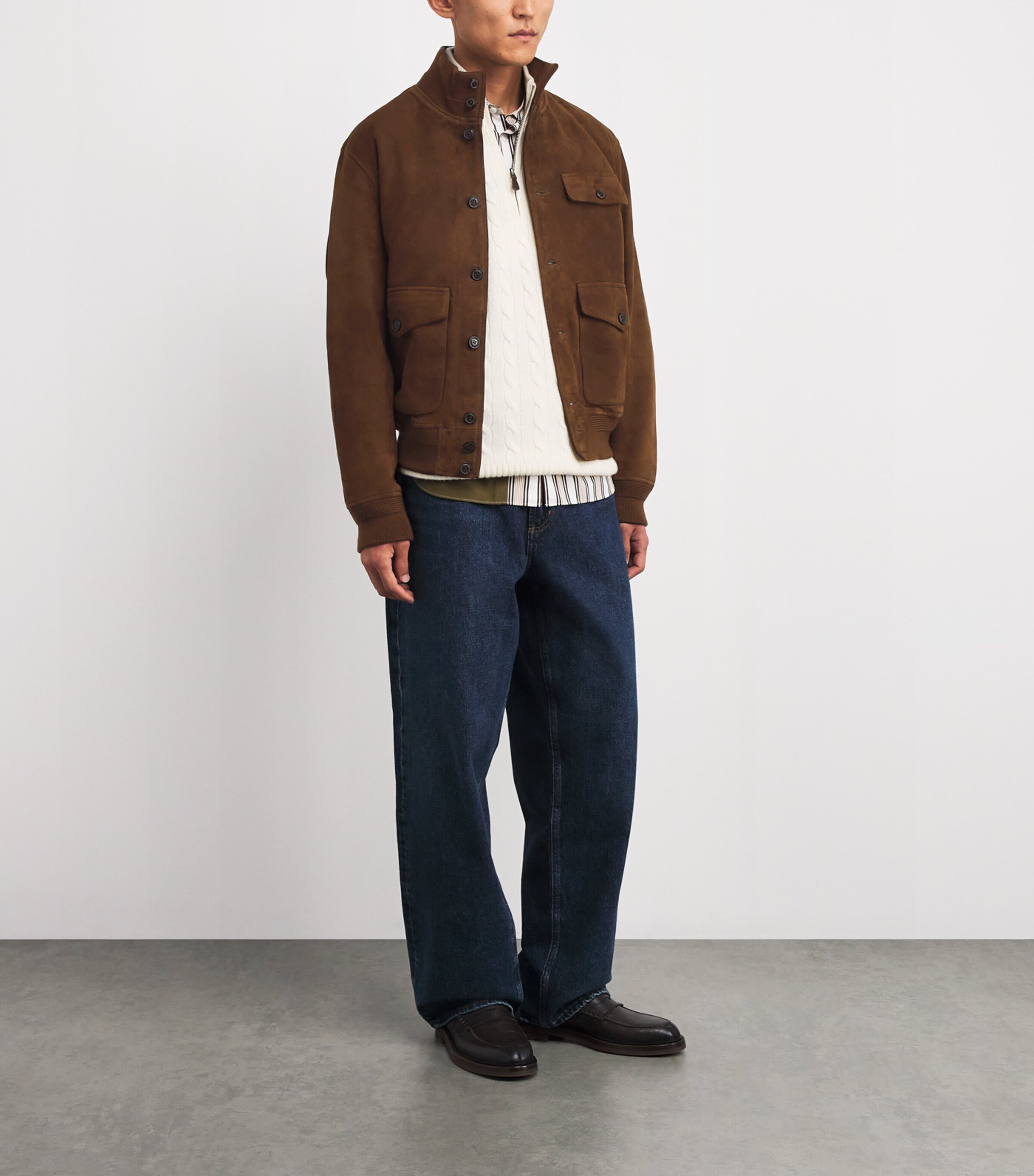 Suede Bomber Jacket BROWN Image 2