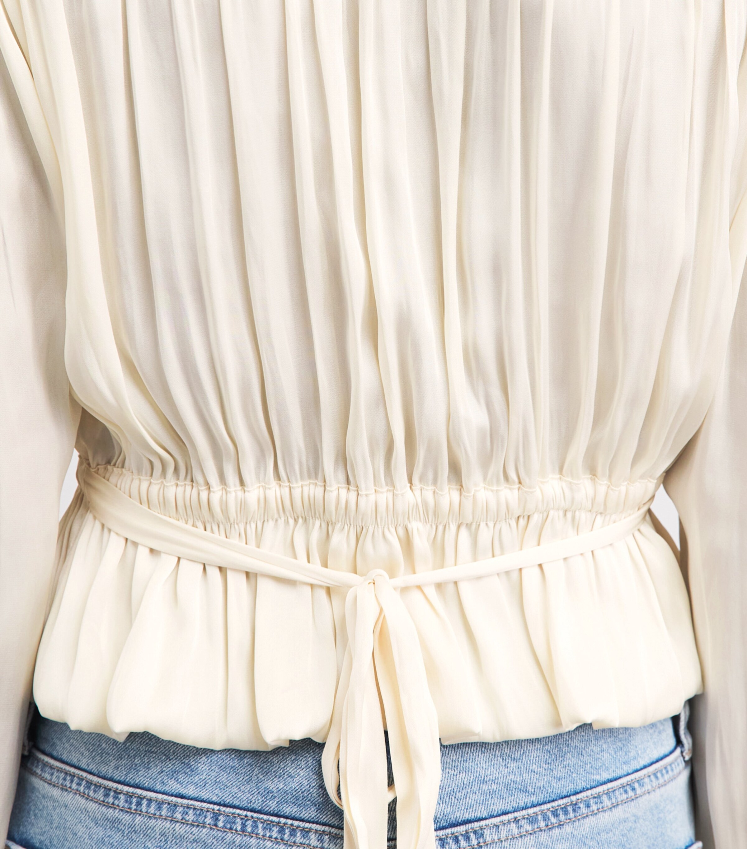 PAIGE Womens Eco Satin Gansevoort Blouse Antique White Image 3