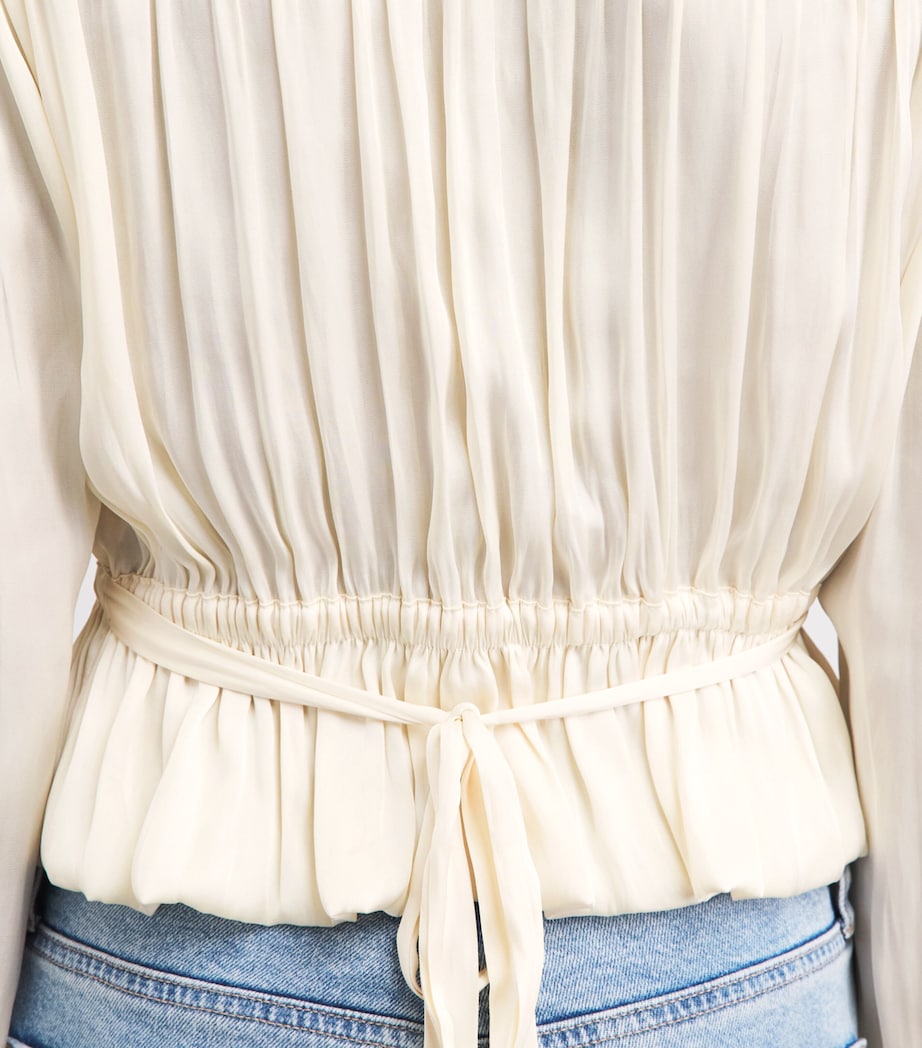 PAIGE Womens Eco Satin Gansevoort Blouse Antique White Image 3