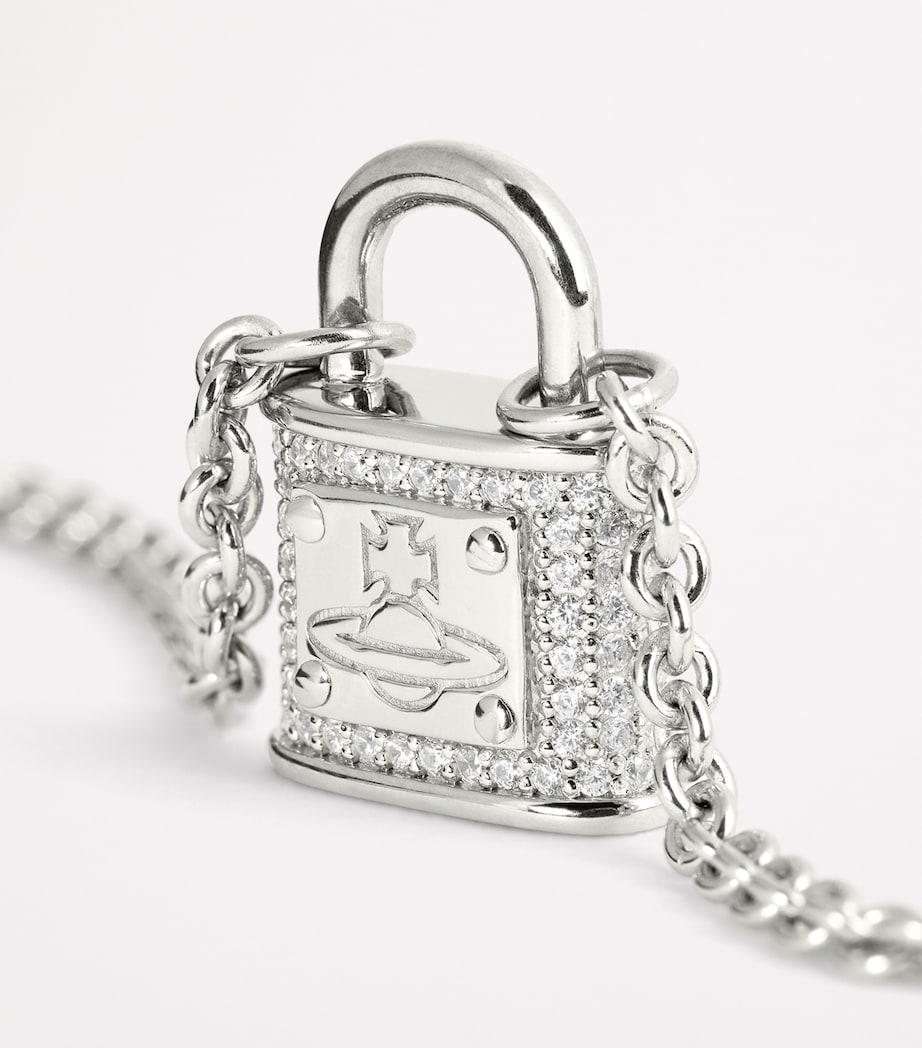 Vivienne Westwood Platinum-Plated Man. Fitzrovia Pendant Necklace Platinum/wht Cz Image 5