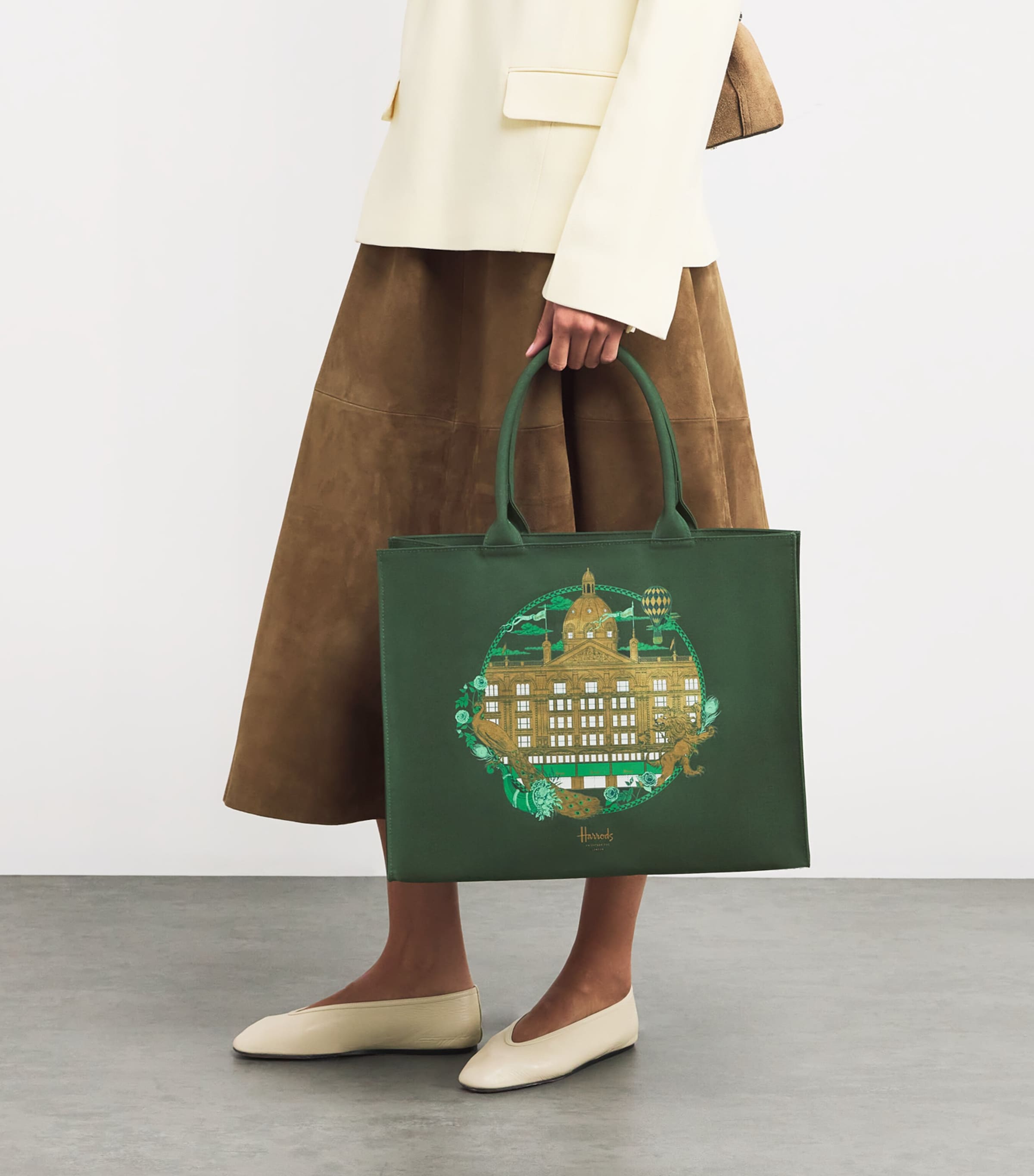 Harrods Cotton Heritage Grocery Shopper Bag Green Image 2