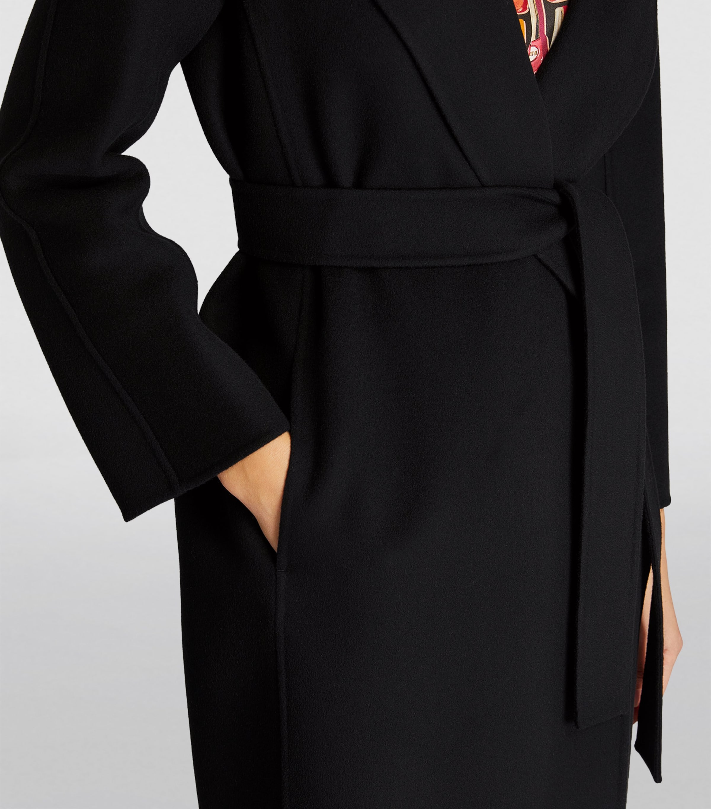 Max Mara Black Messi Wrap Coat | Harrods UK