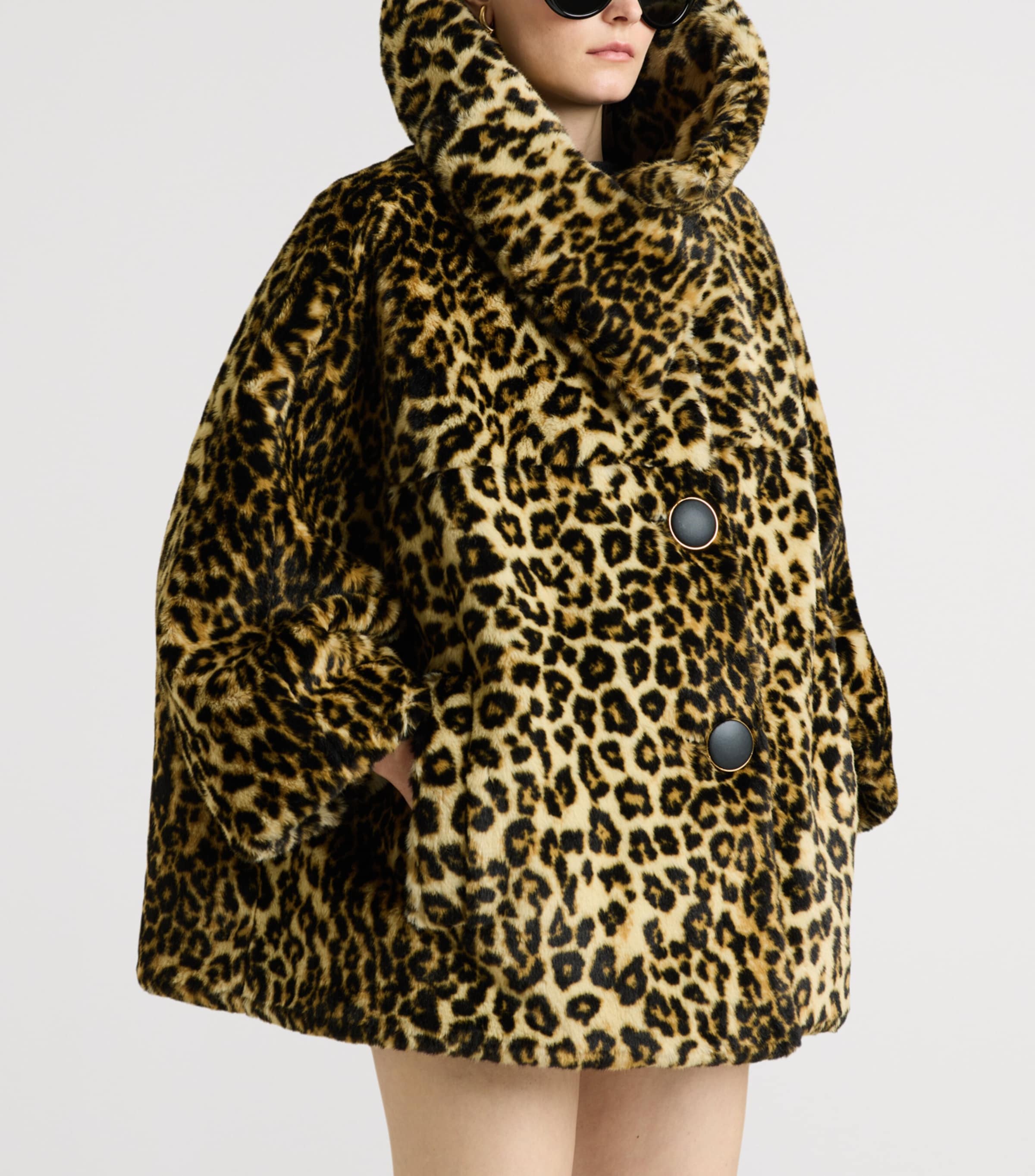 Givenchy Womens Faux Fur Leopard-Print Coat Image 3
