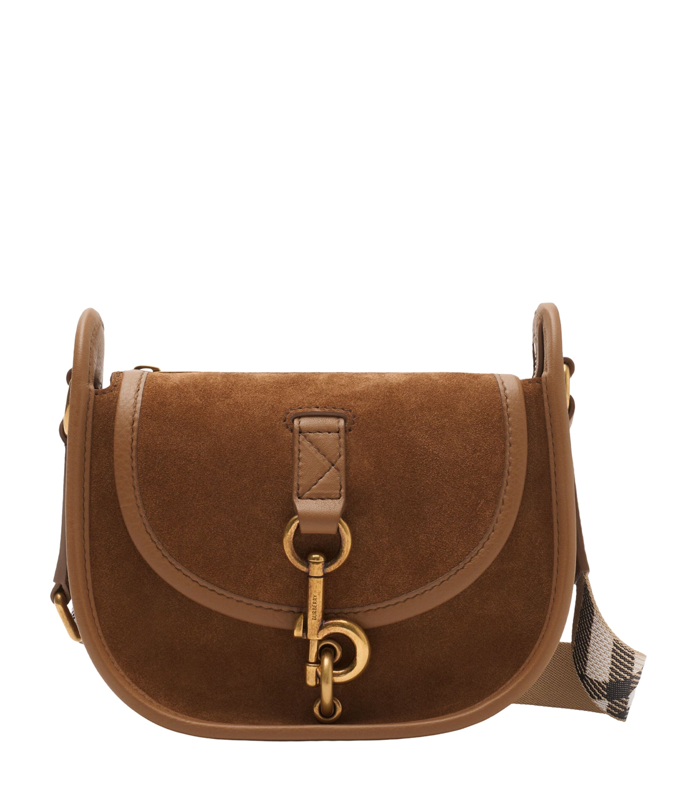 Burberry Mini Suede B Clip Cross-Body Bag Hazel Image 1