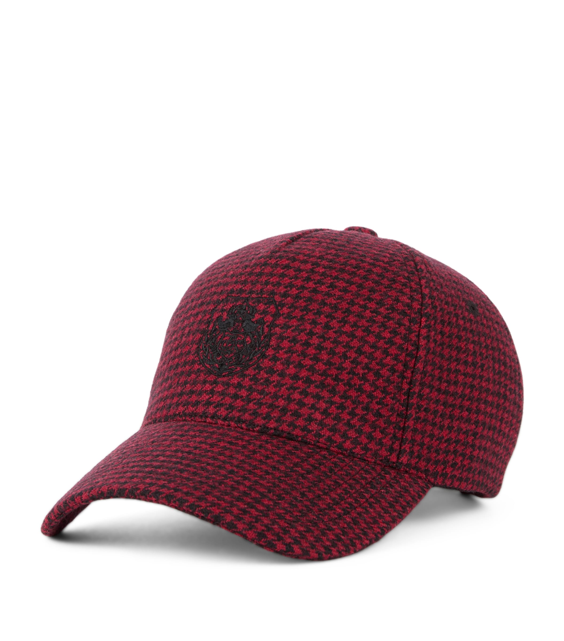 The Kooples Houndstooth Logo Cap In Black