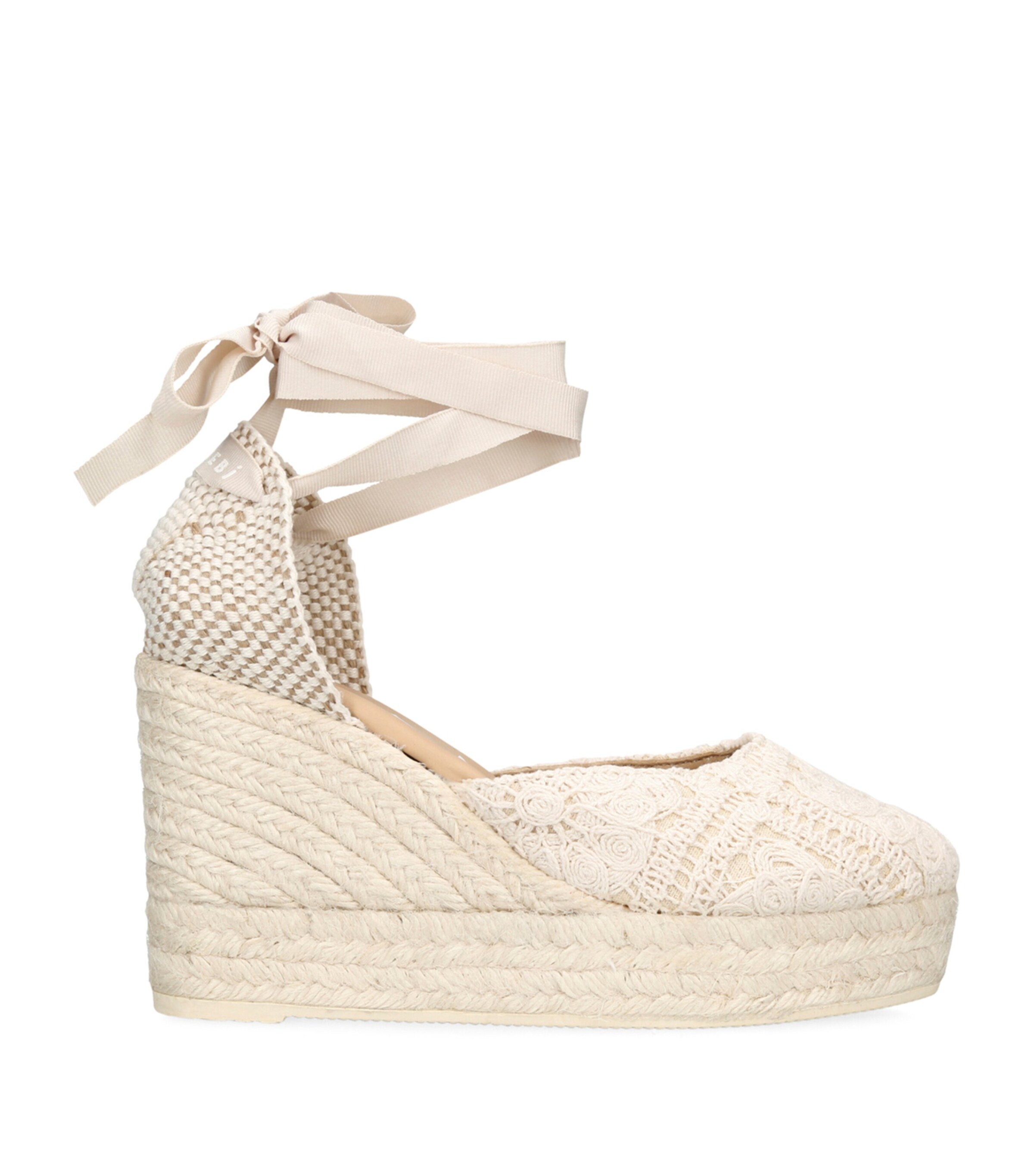 Manebi Cotton Yucatan Espadrille Wedge Sandals 100 Bone Image 1