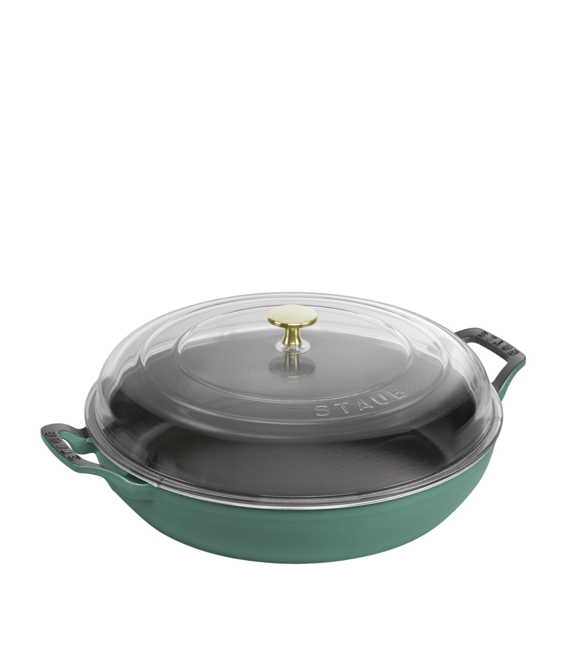 Staub Round Braiser with Glass Lid (30cm) Eucalyptus Image 1