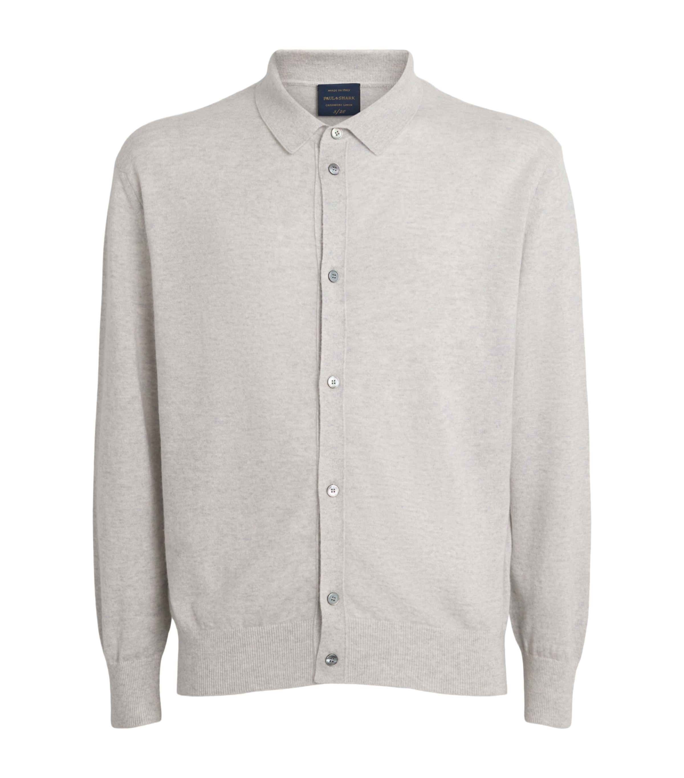 Paul & Shark Mens Cashmere-Linen Cardigan Light Grey Image 1