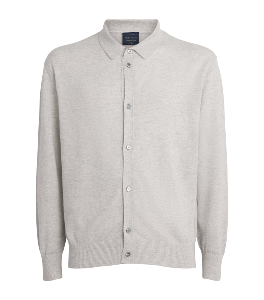 Paul & Shark Mens Cashmere-Linen Cardigan Light Grey Image 1