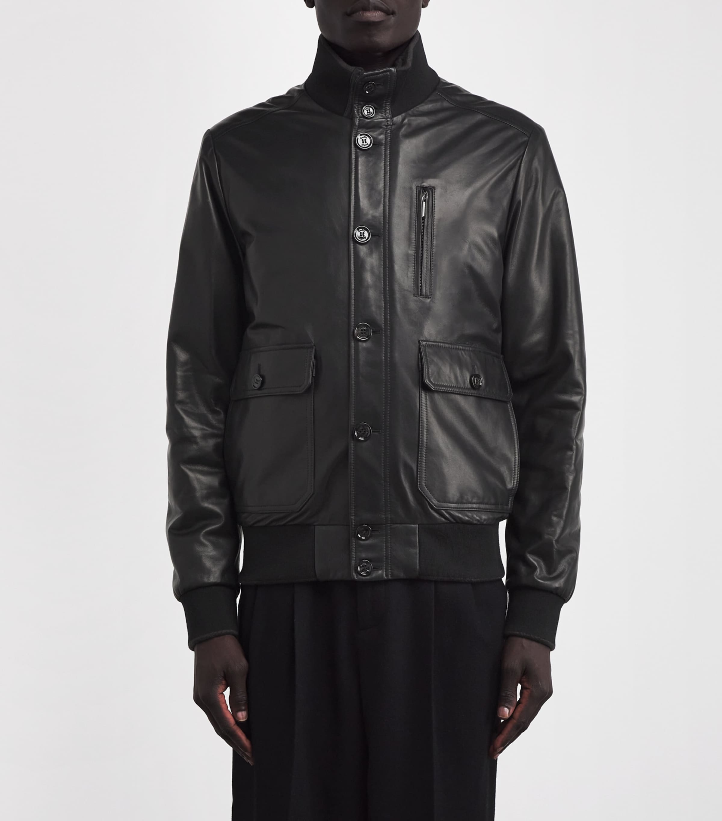 Leather Bomber Jacket U0001 NERO Image 3
