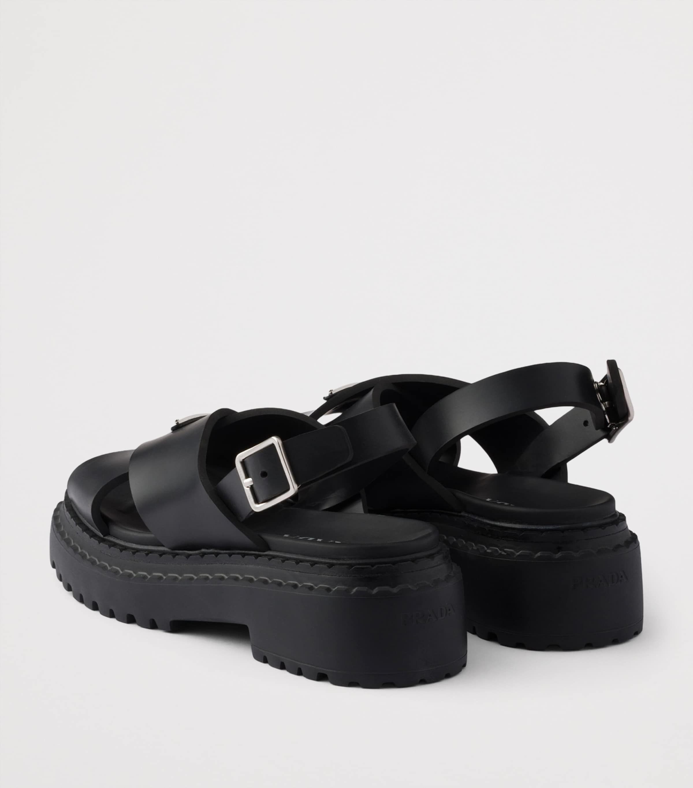 Leather Crossover Platform Sandals 55 F0002 Image 4