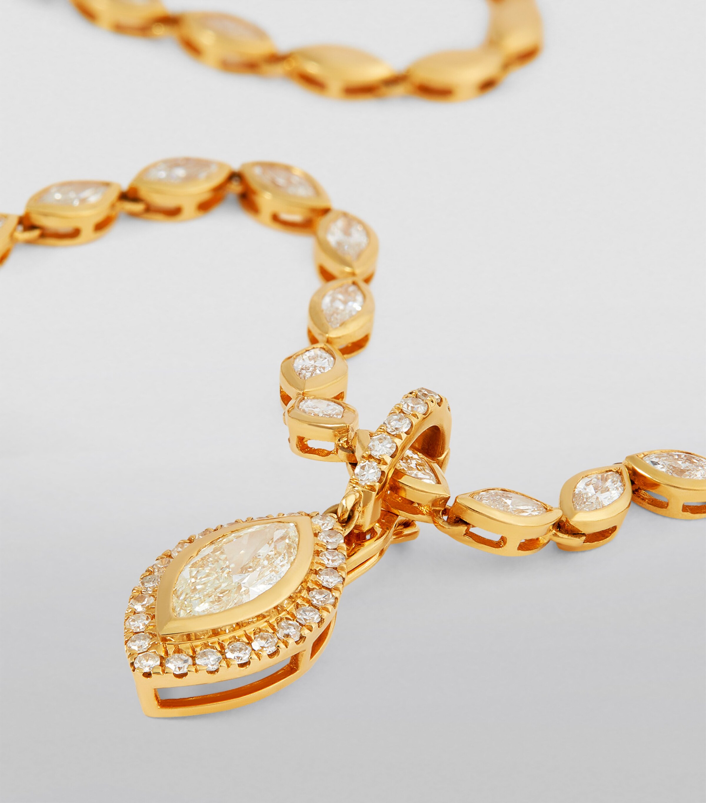SHAY Yellow Gold and Diamond Halo Marquise Pendant Necklace Yellow Gold Image 5