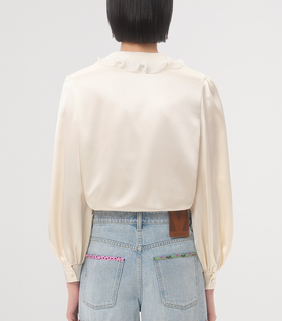 Valentino Womens Silk Lace-Trim Blouse Image 4
