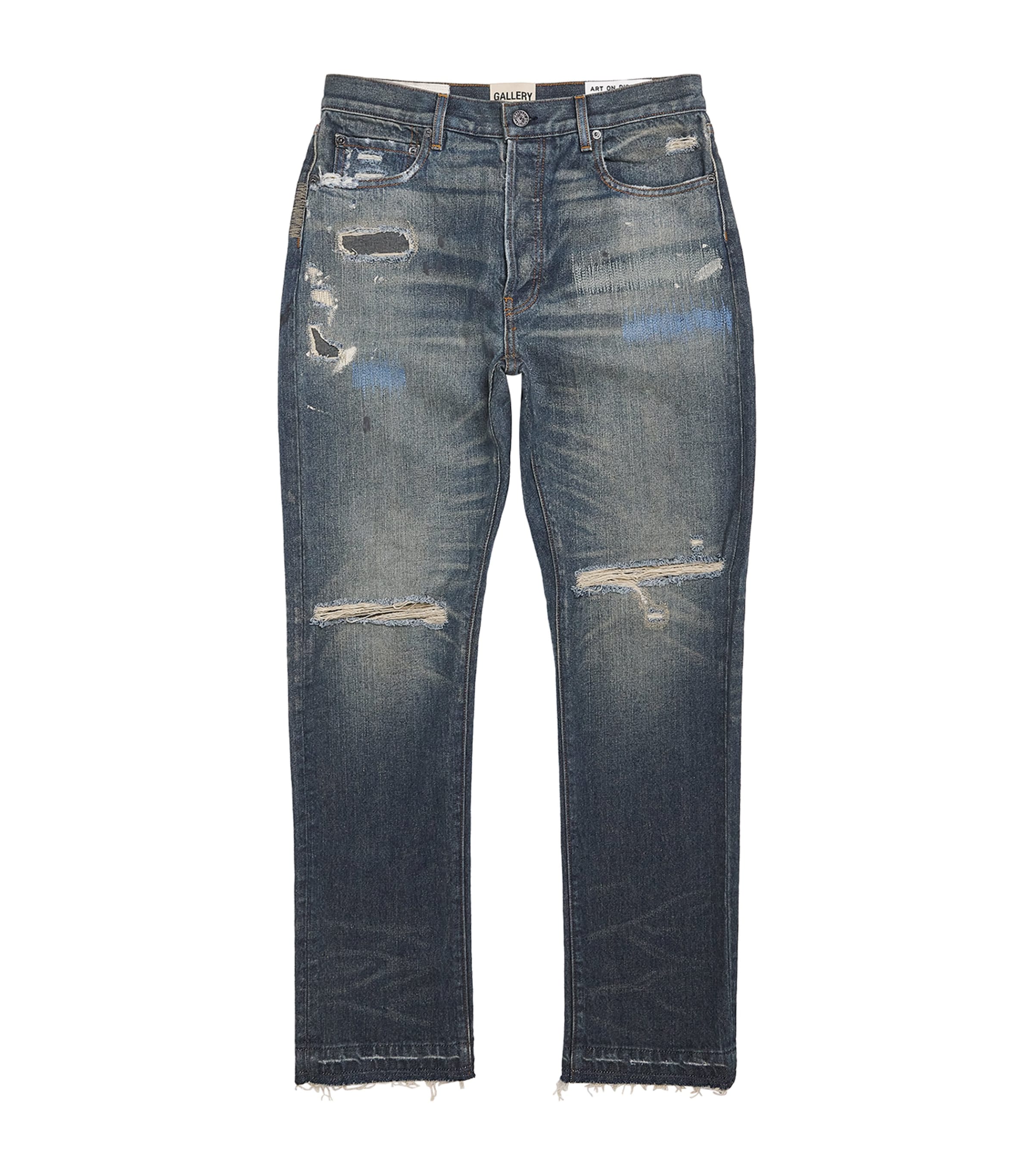 GALLERY DEPT. Mens Paint-Detail Starr 5001 Straight-Leg Jeans Dark Wash Image 1