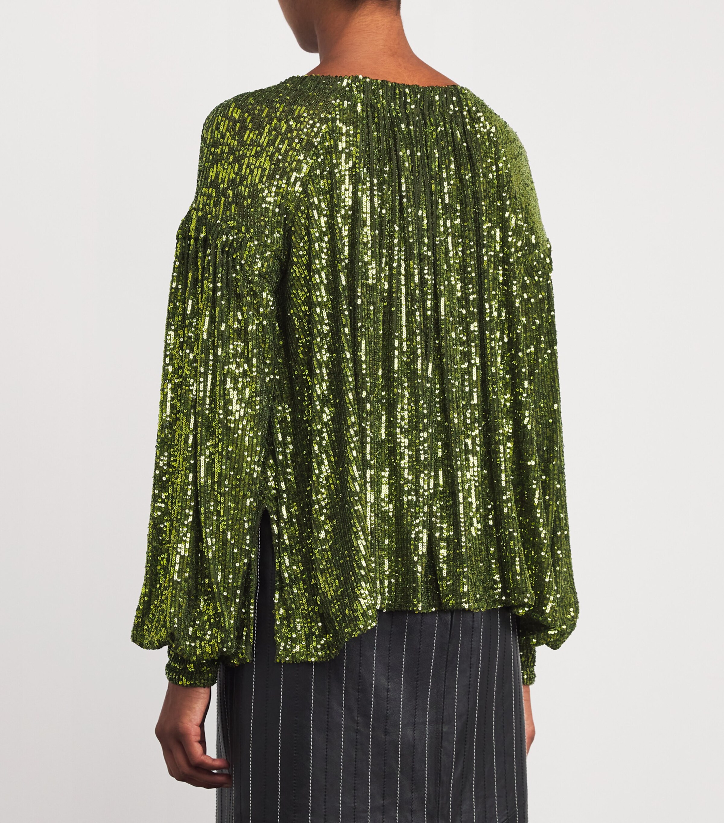 Draped Sequin Top P055 BEETLE GREEN Image 4