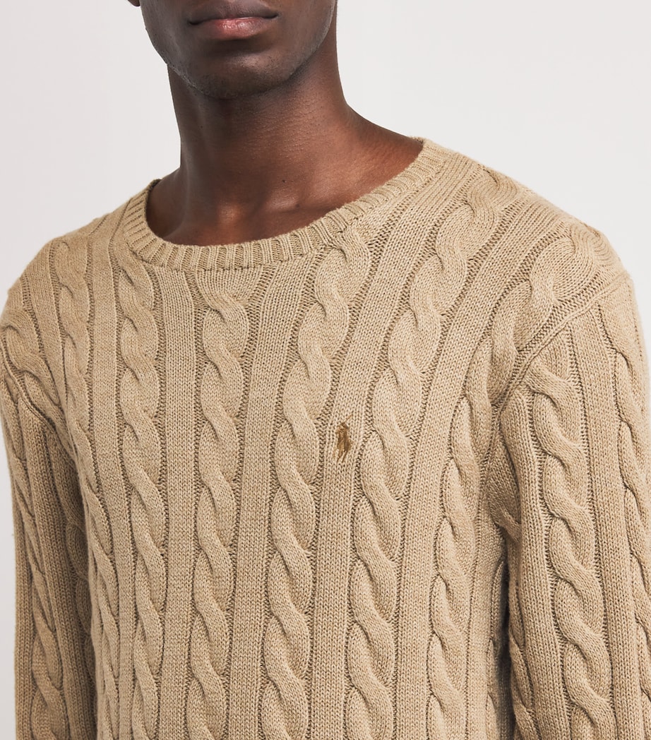 Cotton Cable-Knit Sweater BROWN Image 6