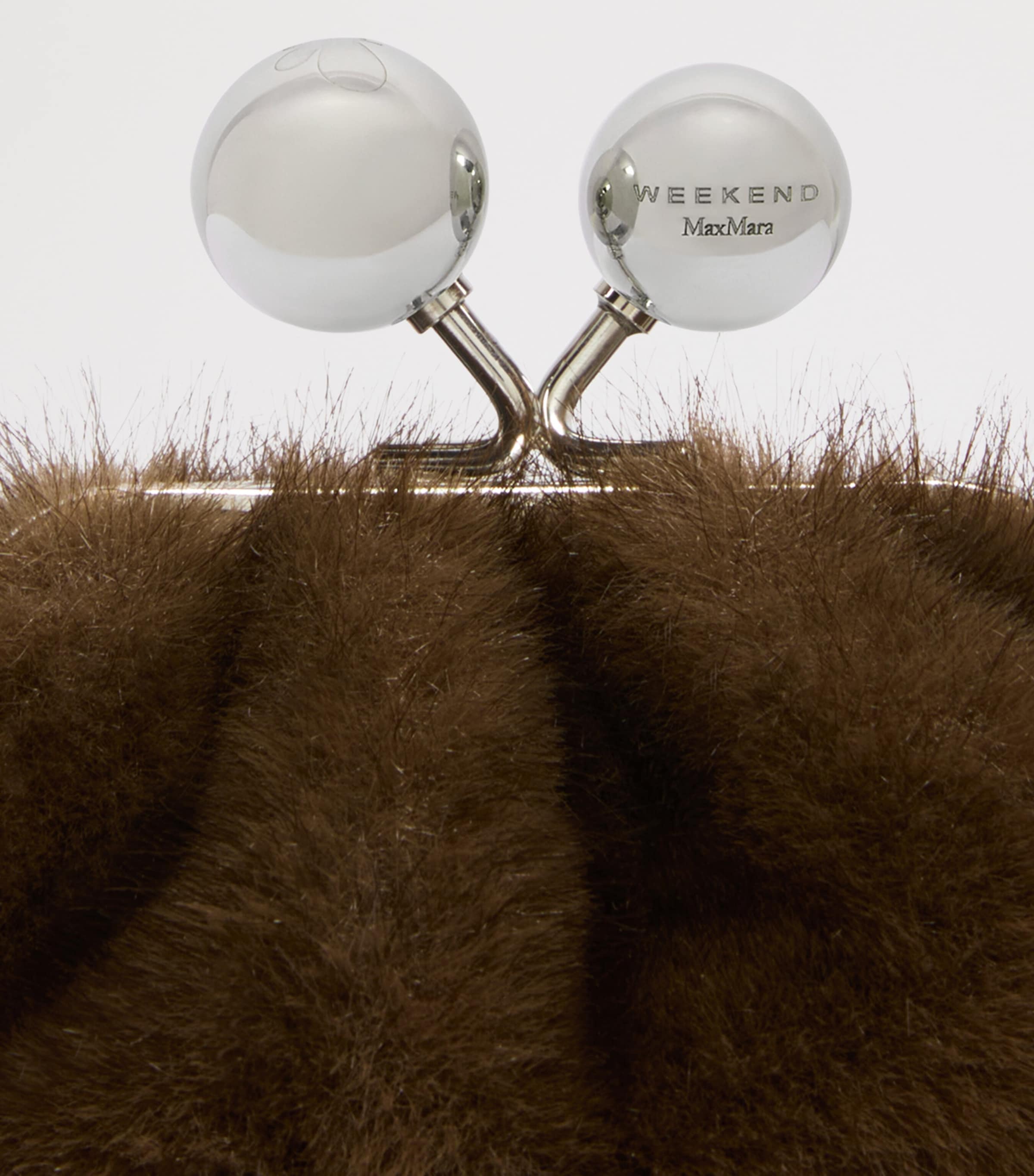 Weekend Max Mara Mini Sheepskin Pasticcino Clutch Bag Brown Image 6