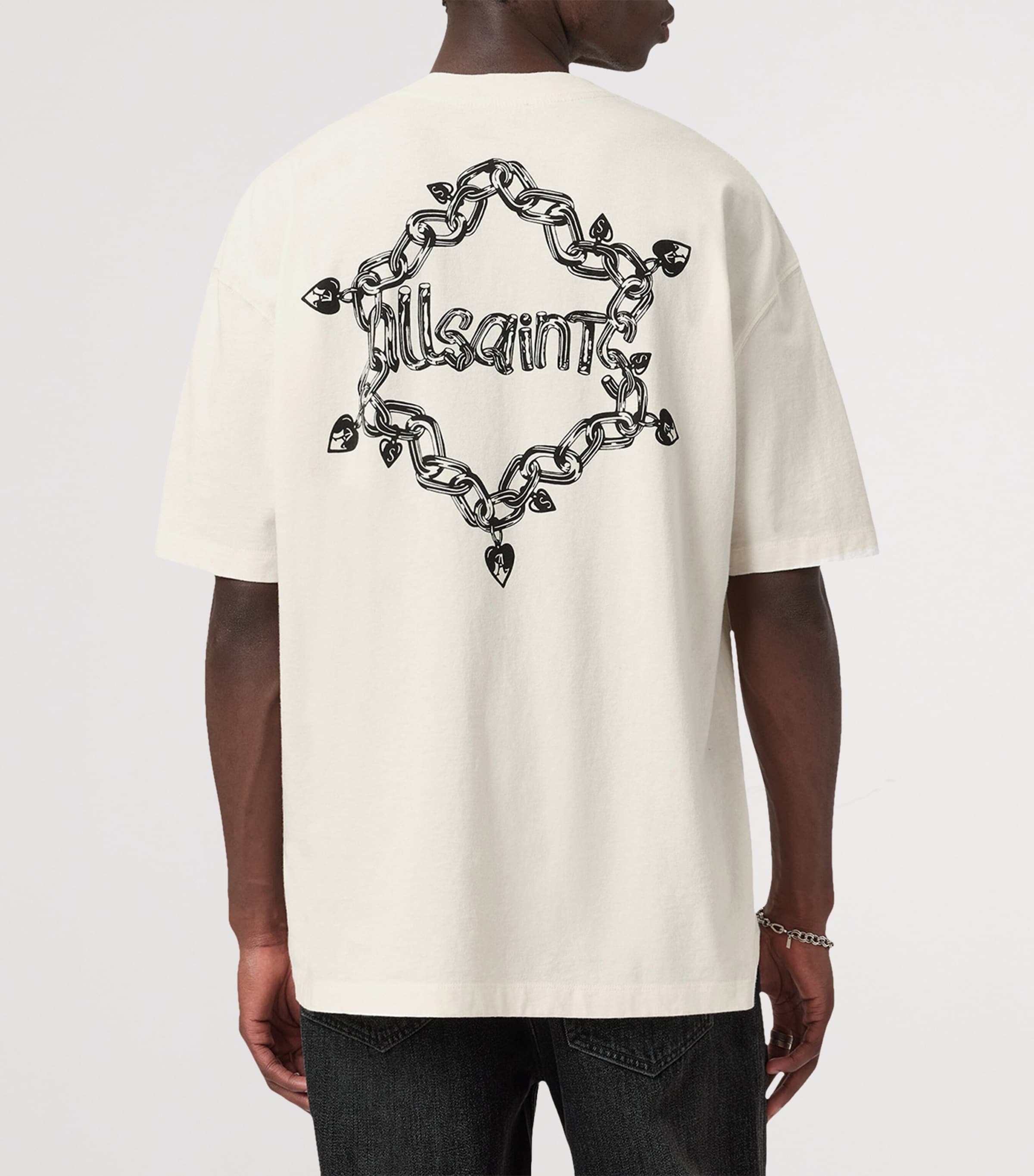 AllSaints White Organic Cotton Drip T-Shirt | Harrods US