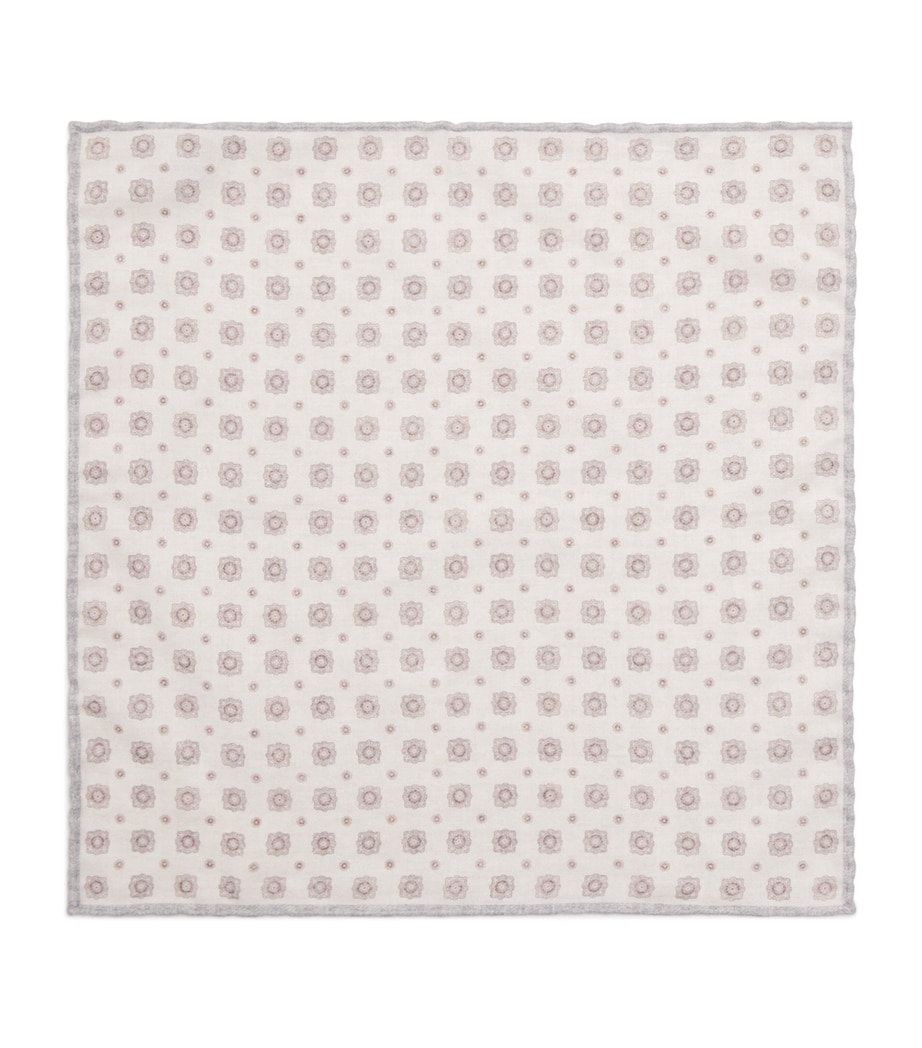 Cotton-Wool Printed Pocket Square BIANCO E BEIGE Image 1
