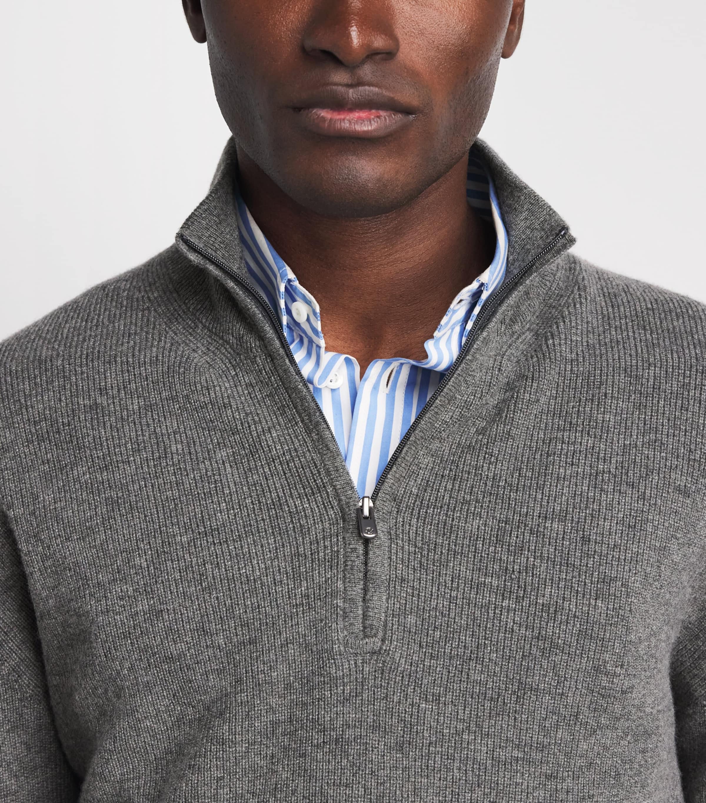 Ralph Lauren Purple Label Grey Cashmere Half-Zip Sweater | Harrods US