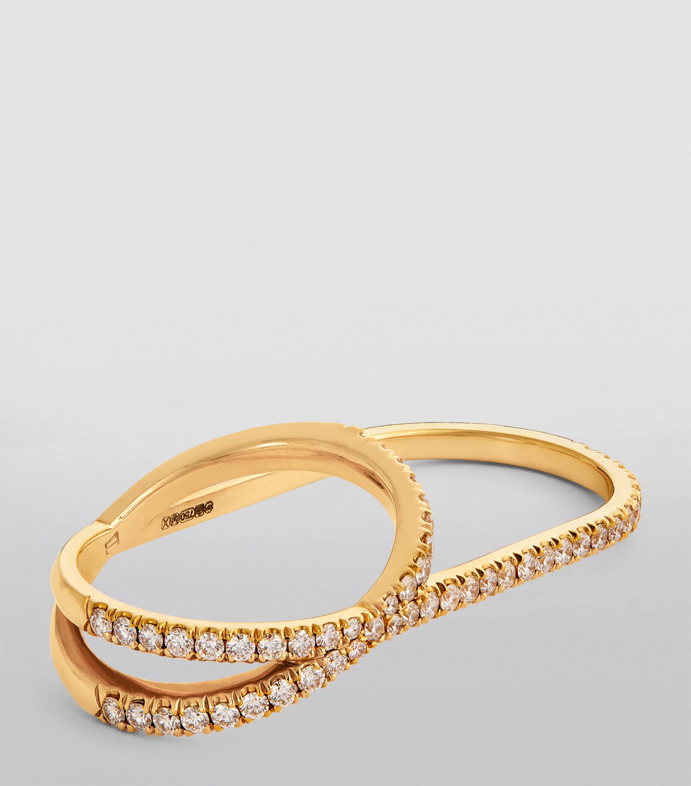 Eva Fehren Yellow Gold and Diamond Double Finger Orbit Ring | Harrods UK