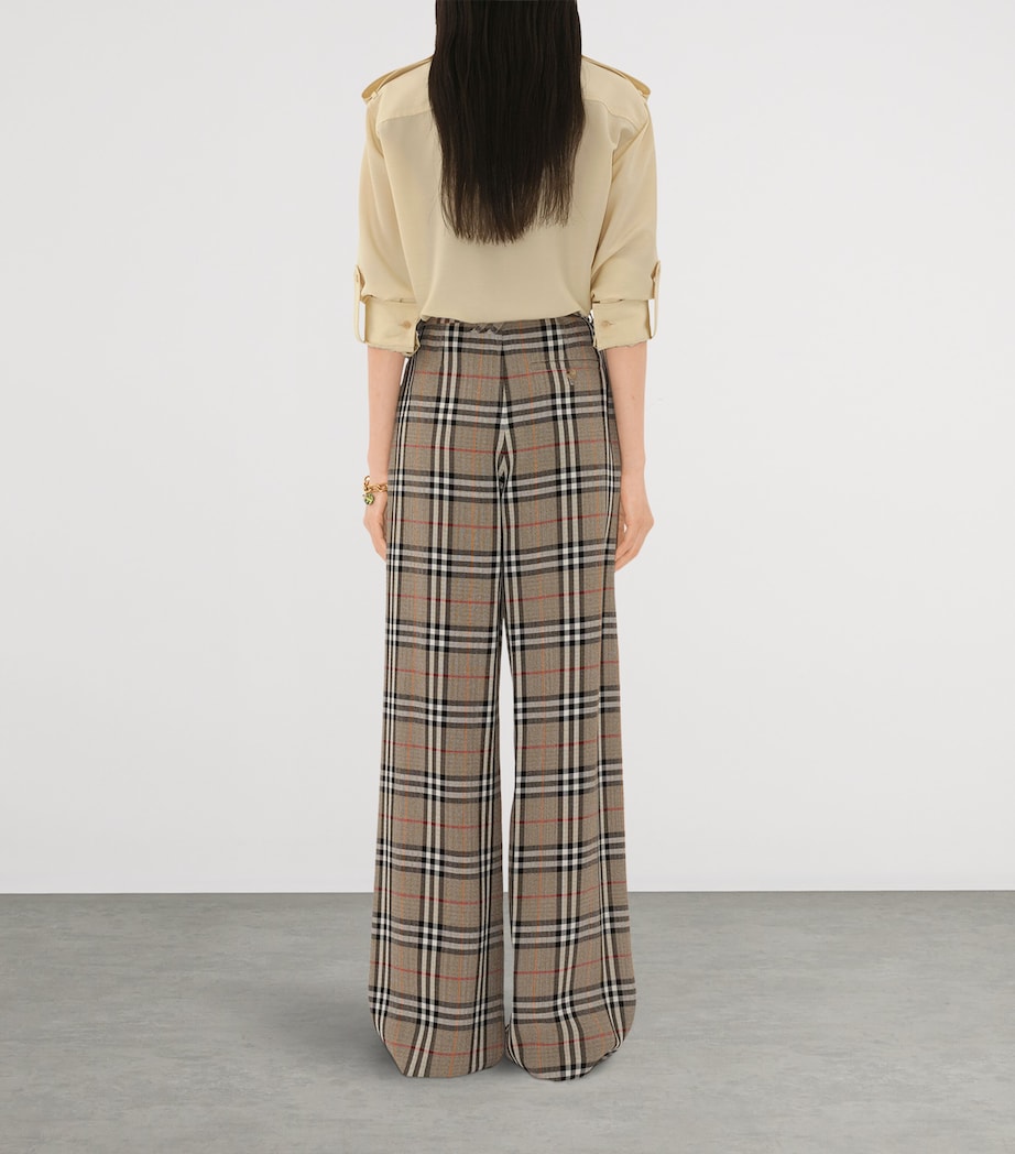Check Belted Wide-Leg Trousers LIMESTONE IP CHECK Image 4