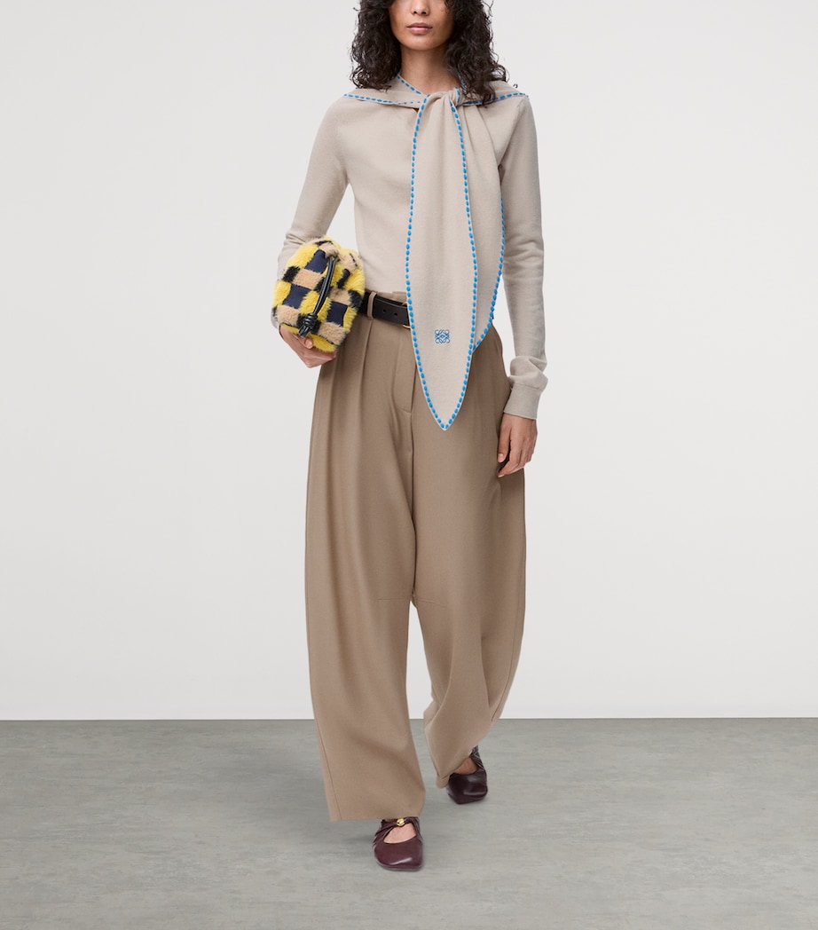Wool-Blend Barrel Double-Pleated Trouser SAND Image 2