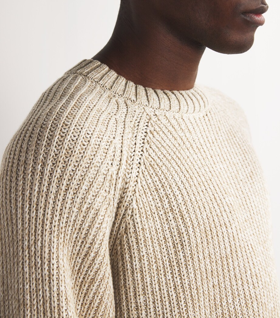 Officine Generale Mens Organic Cotton Sweater Ecru/khaki Image 6
